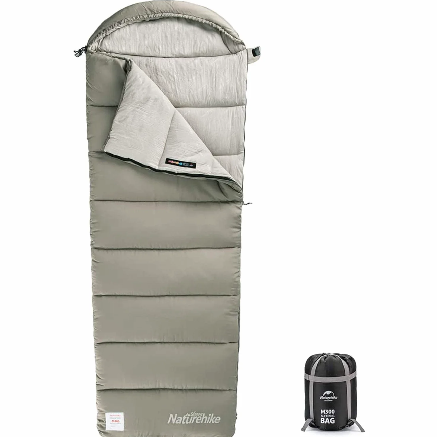 Naturehike Saco de dormir con capucha, saco de dormir para 3 estaciones, ligero, portátil y empalmable, relleno con M180/M300 de alta calidad