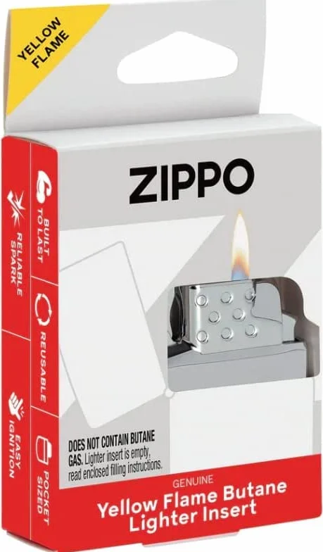 Zippo Encendedor de Gas Antiviento Recargable Llama Amarilla 65815 Metal Plateado