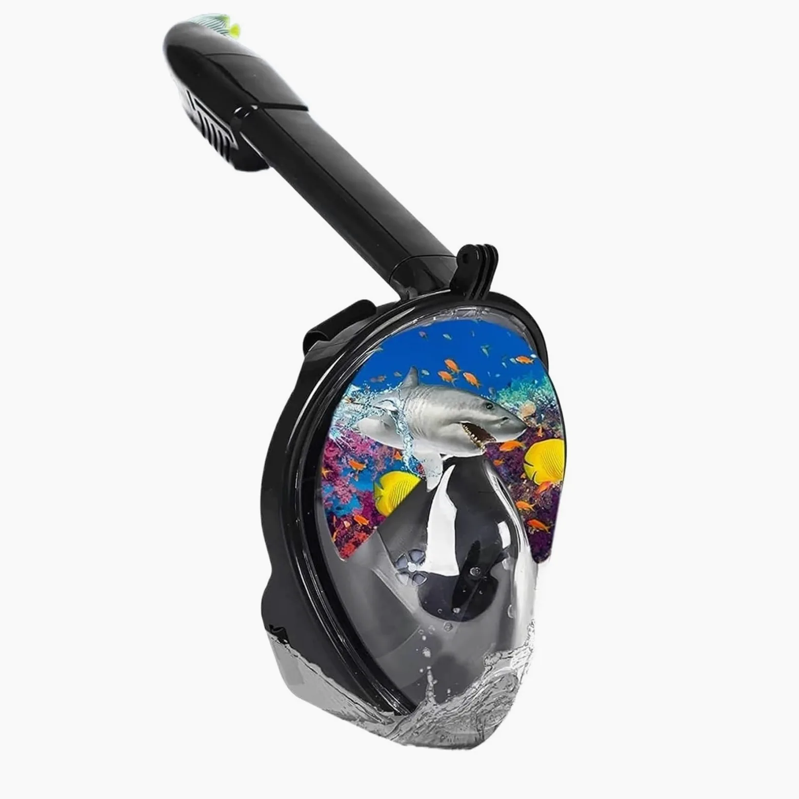 Kit de de Buceo Máscara de Snorkel de Cara Completa con Amplio Campo de visión, antivaho y prevención de Fugas, respiración Segura Buceo(Black,L/XL)