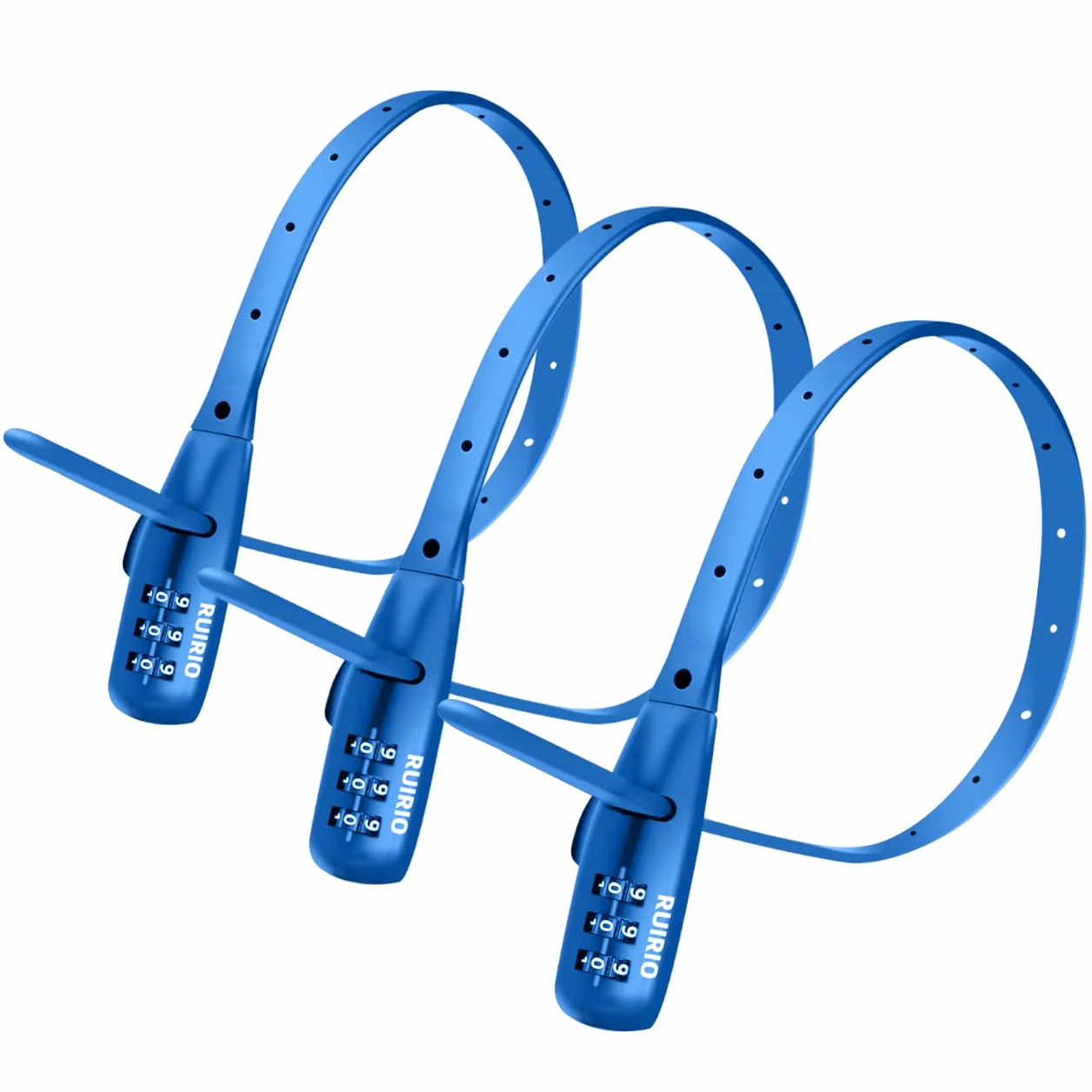 Cerradura de cable ajustable con cremallera para bicicleta, bicicleta eléctrica, bicicleta infantil, casco, nevera, scooter, armarios, cajones, puertas, vallas, paquete de 3 (azul)