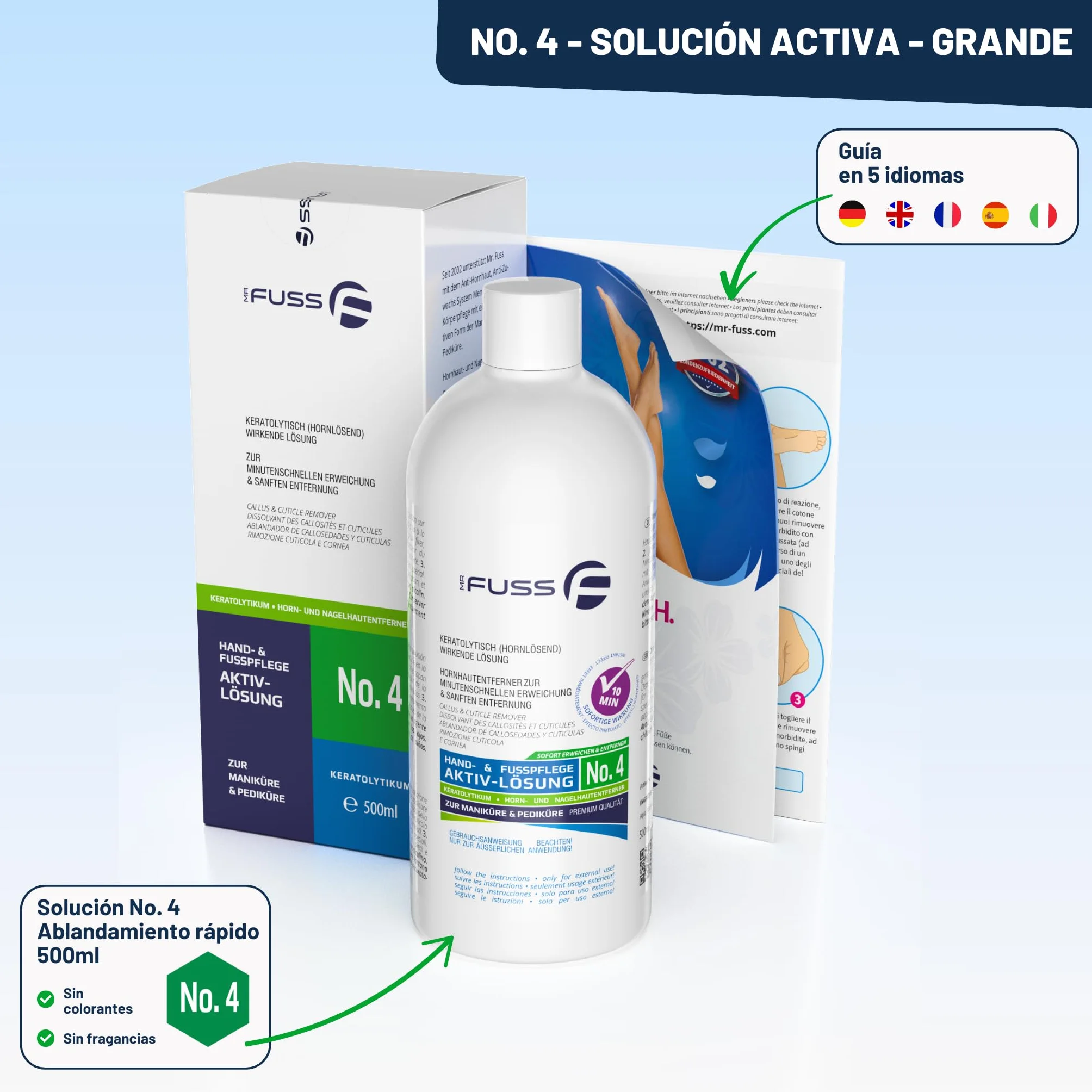 Mr. Fuss Solución activa para callos en los pies, 500 ml
