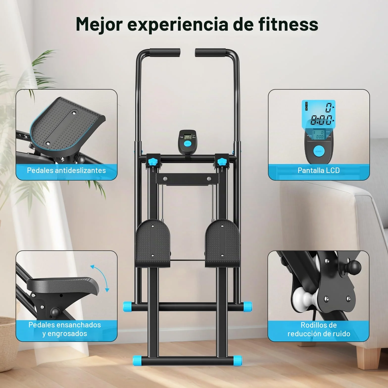2025 Nueva escaladora para el hogar, escalador vertical Stairmaster para entrenamiento de cuerpo entero, escalador de cardio plegable compacto con ancho de paso ampliado, manillar ajustable y pedales