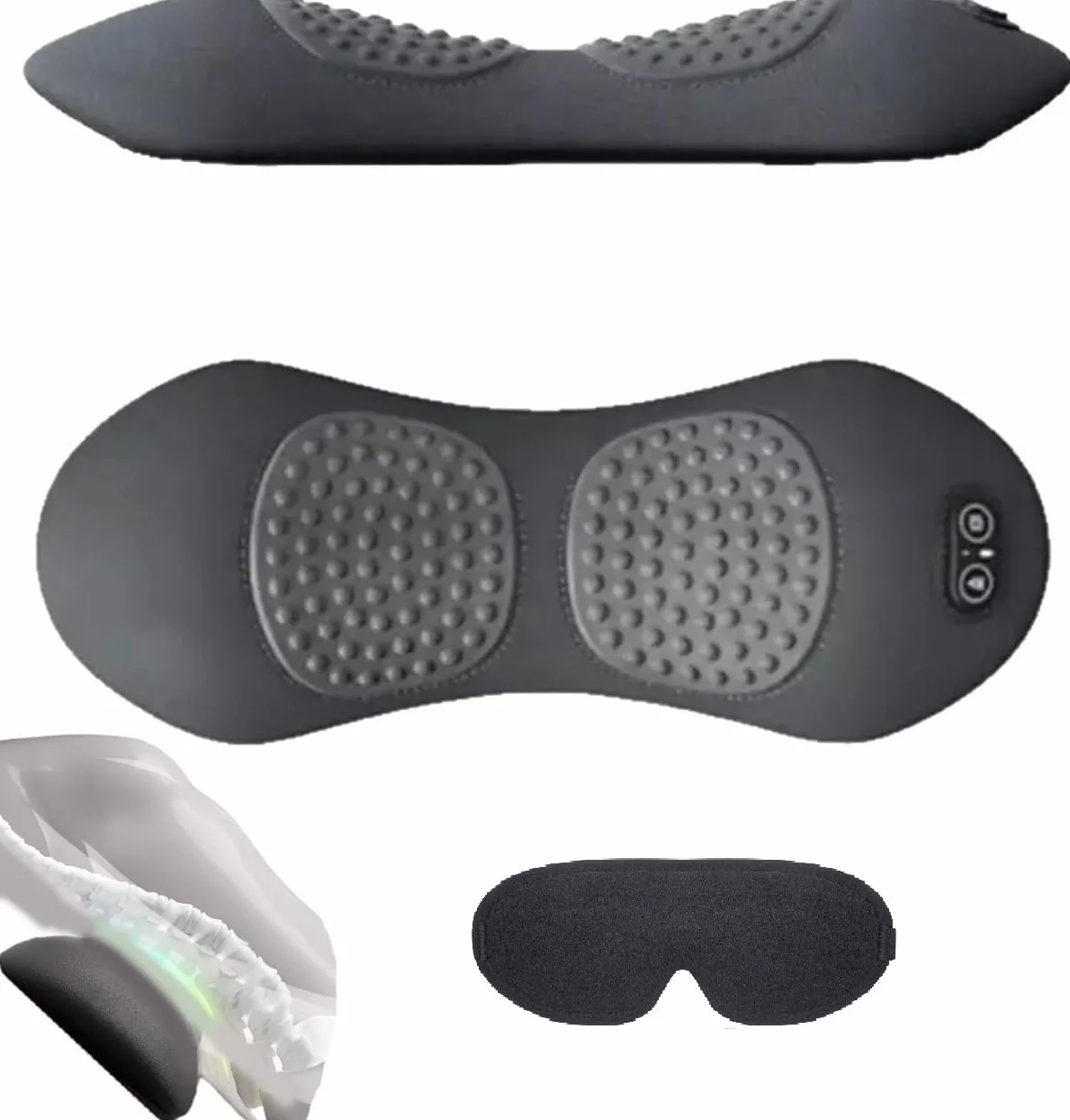Masajeador Eléctrico 3 en 1 para Ciática, Tracción, Vibración y Calor, Soporte Lumbar Ergonómico Negro
