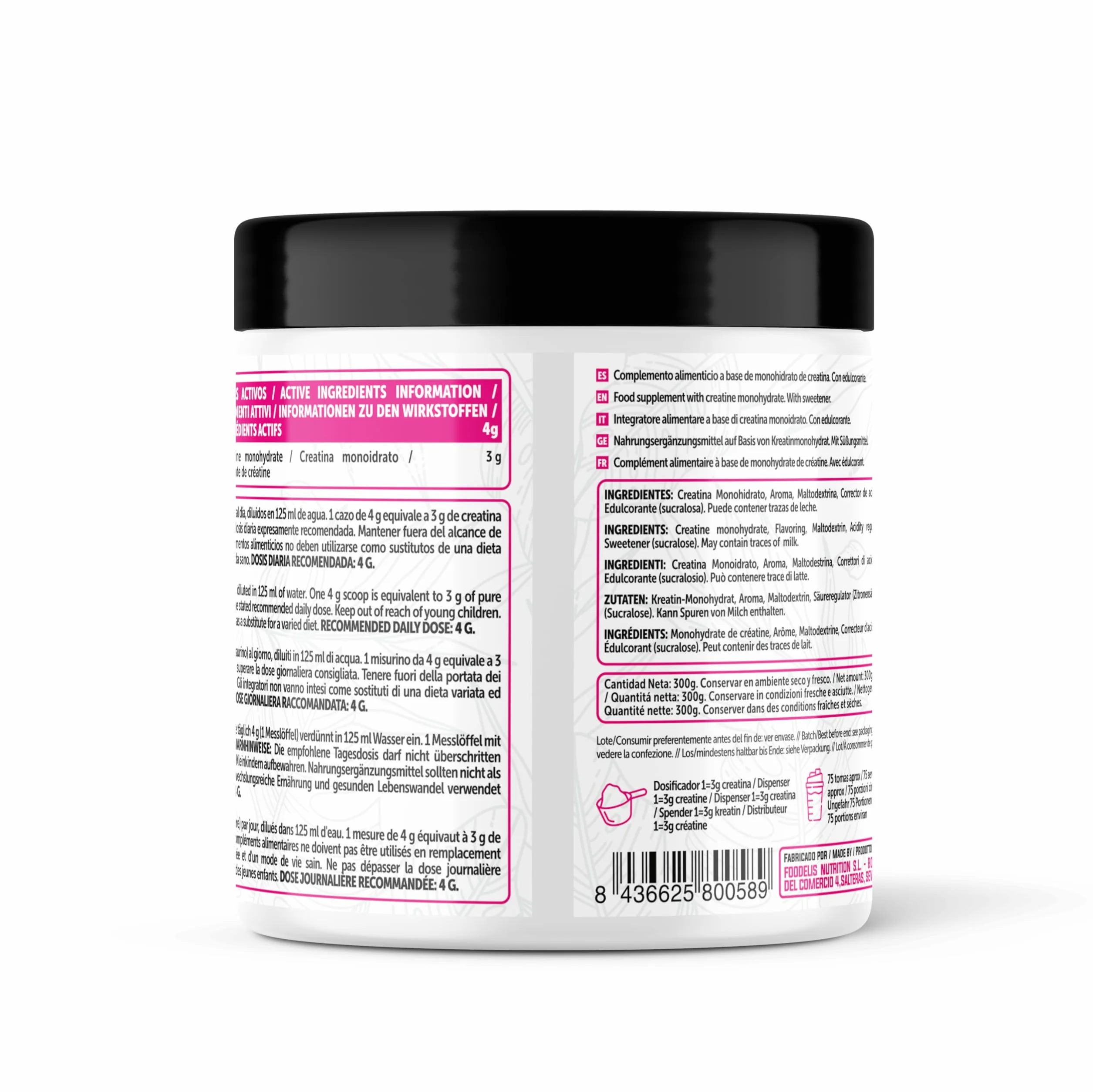Foodelis Creatina Monohidratada en Polvo 500 g – Sabor Lollipop – Creatina Micronizada – Alta Pureza – Vegana