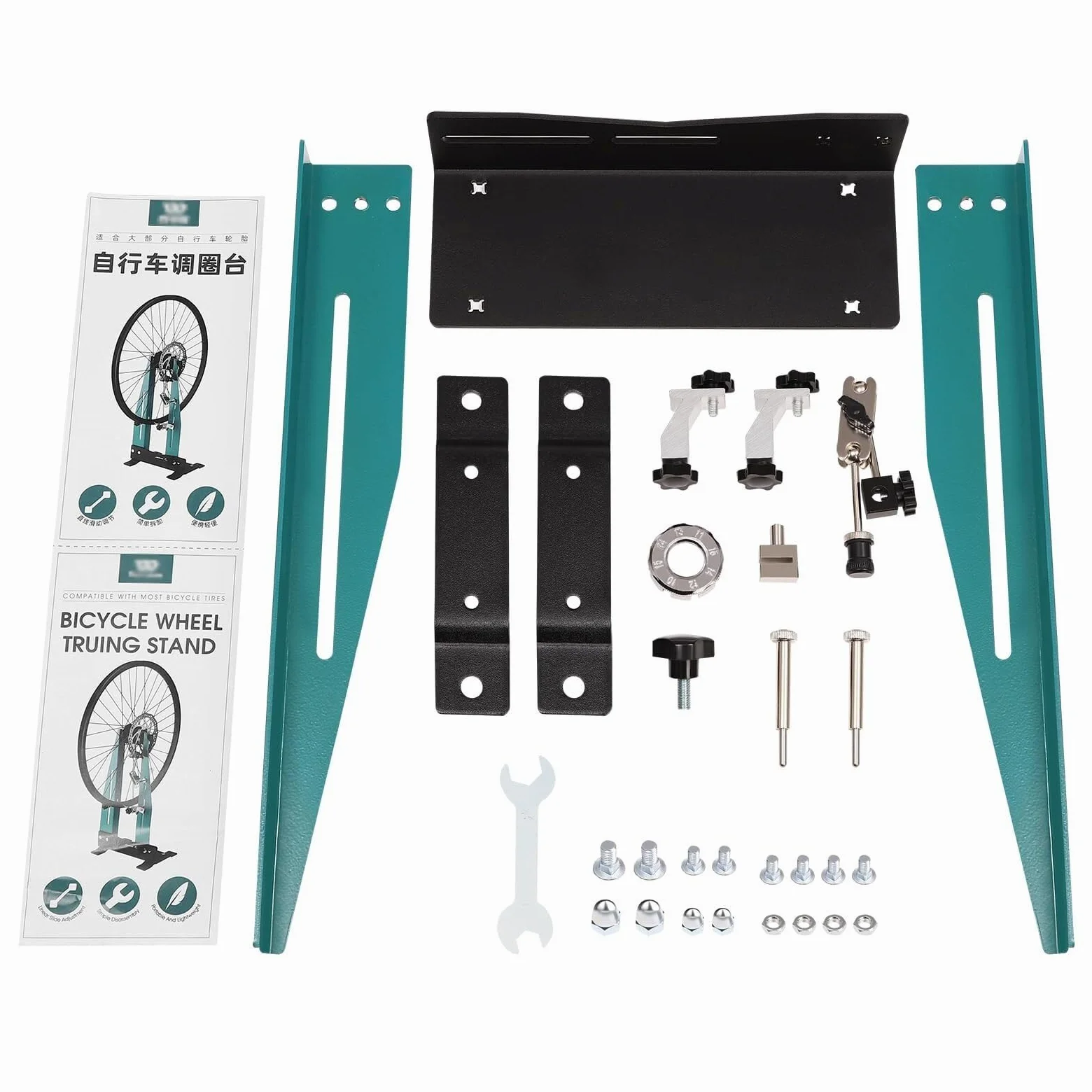 Soporte profesional para ruedas de bicicleta con herramienta de alineación multifunción extraíble para mantenimiento de llantas de bicicleta de carretera y MTB
