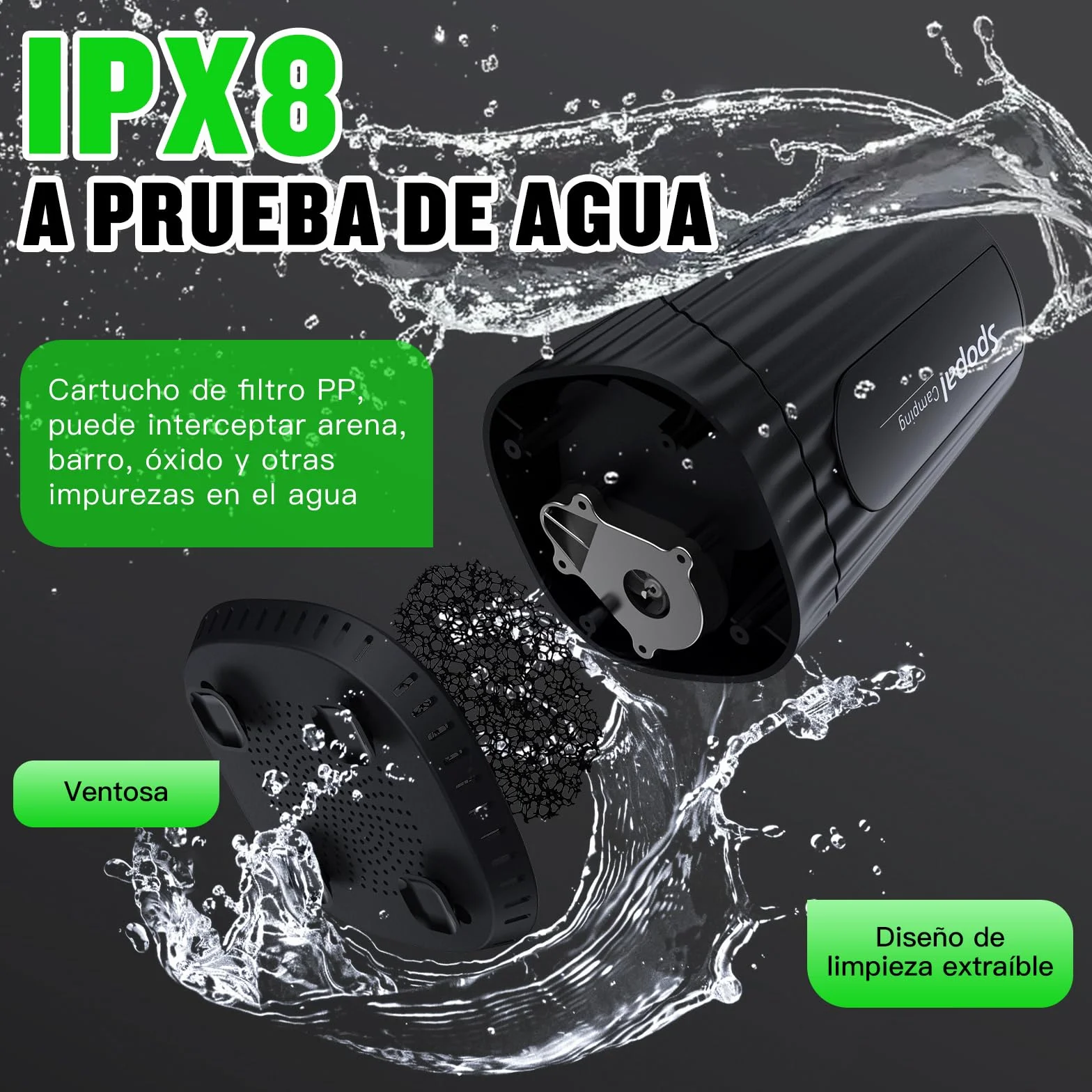 Camping Portatil Ducha 10000mAh Recargable Bateria Pantalla Temperatura 5 Velocidad Larga Duración para Hacer Caminatas Perros