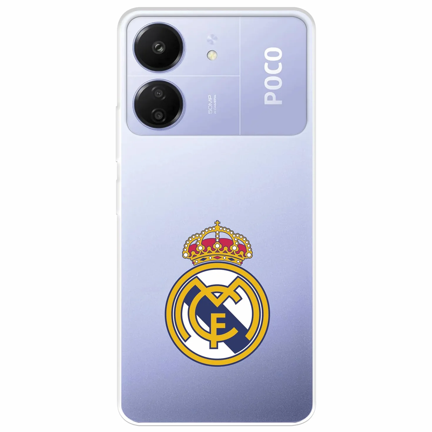 Funda para Xiaomi Redmi 13C - Poco C65 del Real Madrid Escudo Real Madrid tansparente para Proteger tu móvil. Carcasa de Silicona Flexible con Licencia Oficial Real Madrid