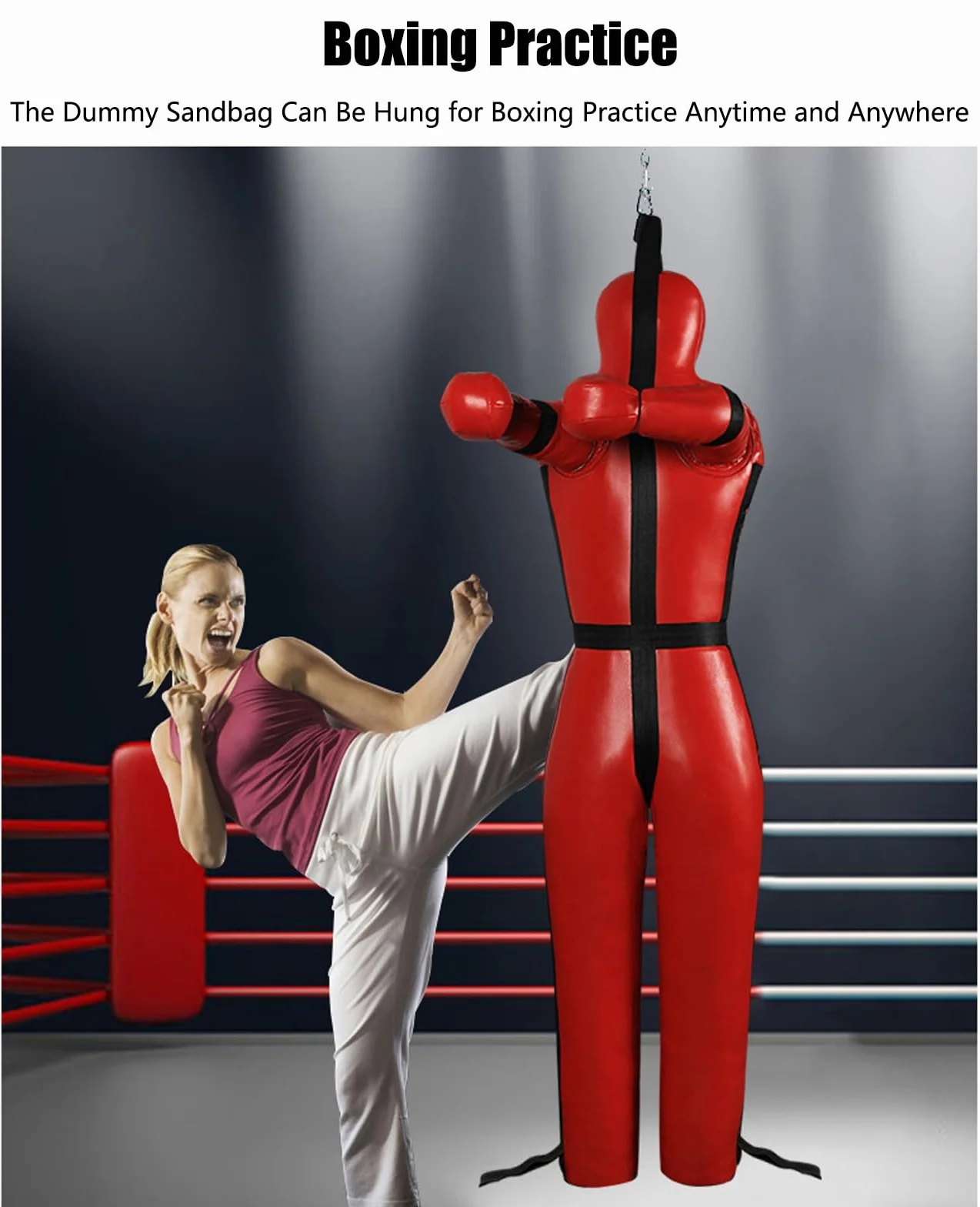 DYK&NX MMA Maniquí de Lucha Libre, Adultos Muñeco de Boxeo, Grappling Dummy, Colgante Posición de Pie, para Judo Lucha Artes Marciales Jiu Jitsu, Sin Relleno (Color : B Black, Size : 175cm)