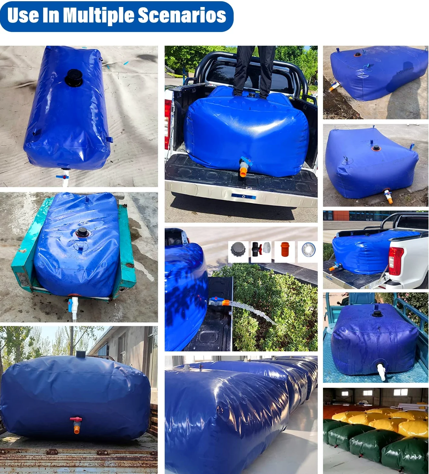 Depósito de agua plegable de gran capacidad, bolsa flexible de recogida de agua para acampar al aire libre, jardín, caravana, rectangular, cubo, bolsa de tanque de agua portátil