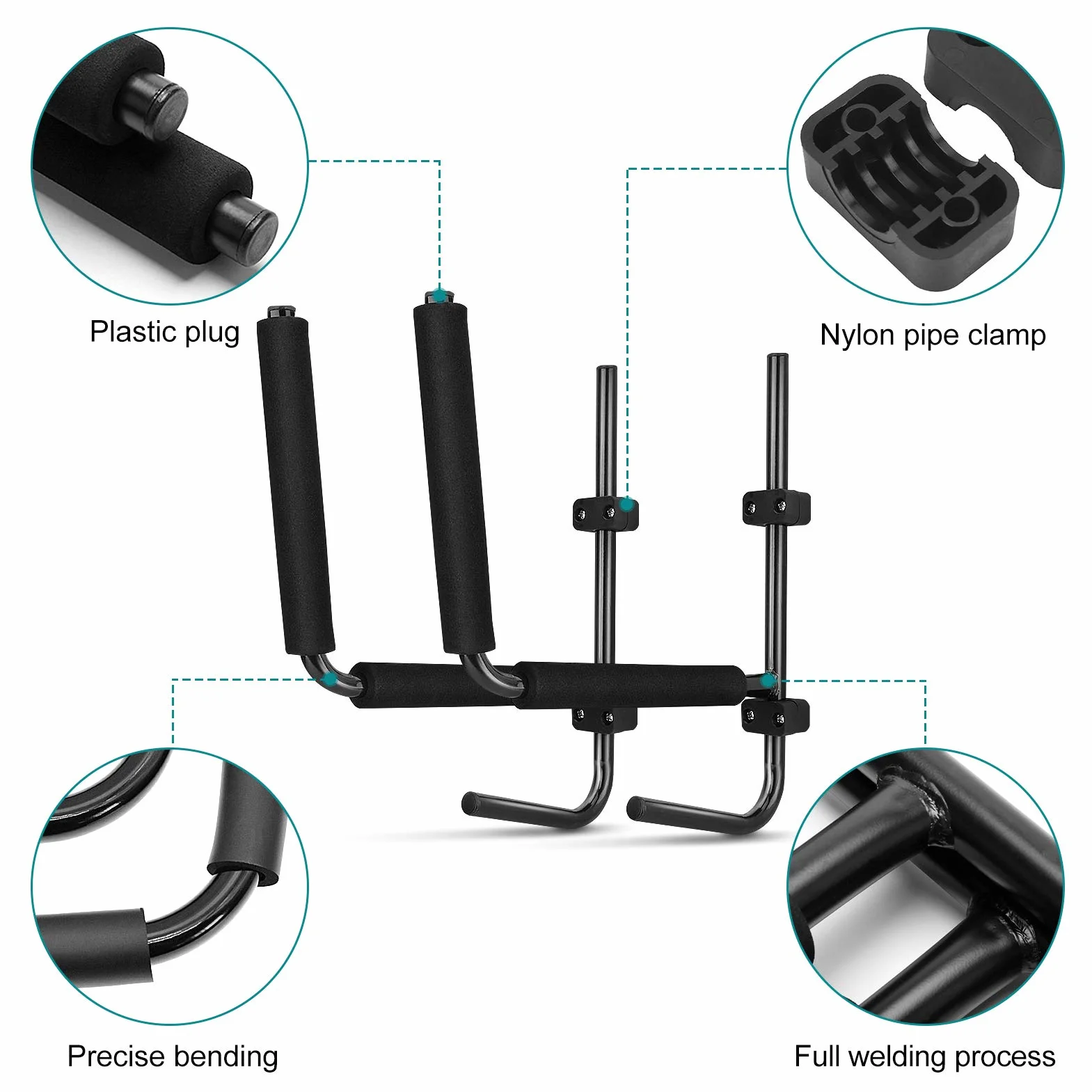 Ganchos para kayak soporte de pared 2 unidades negro
