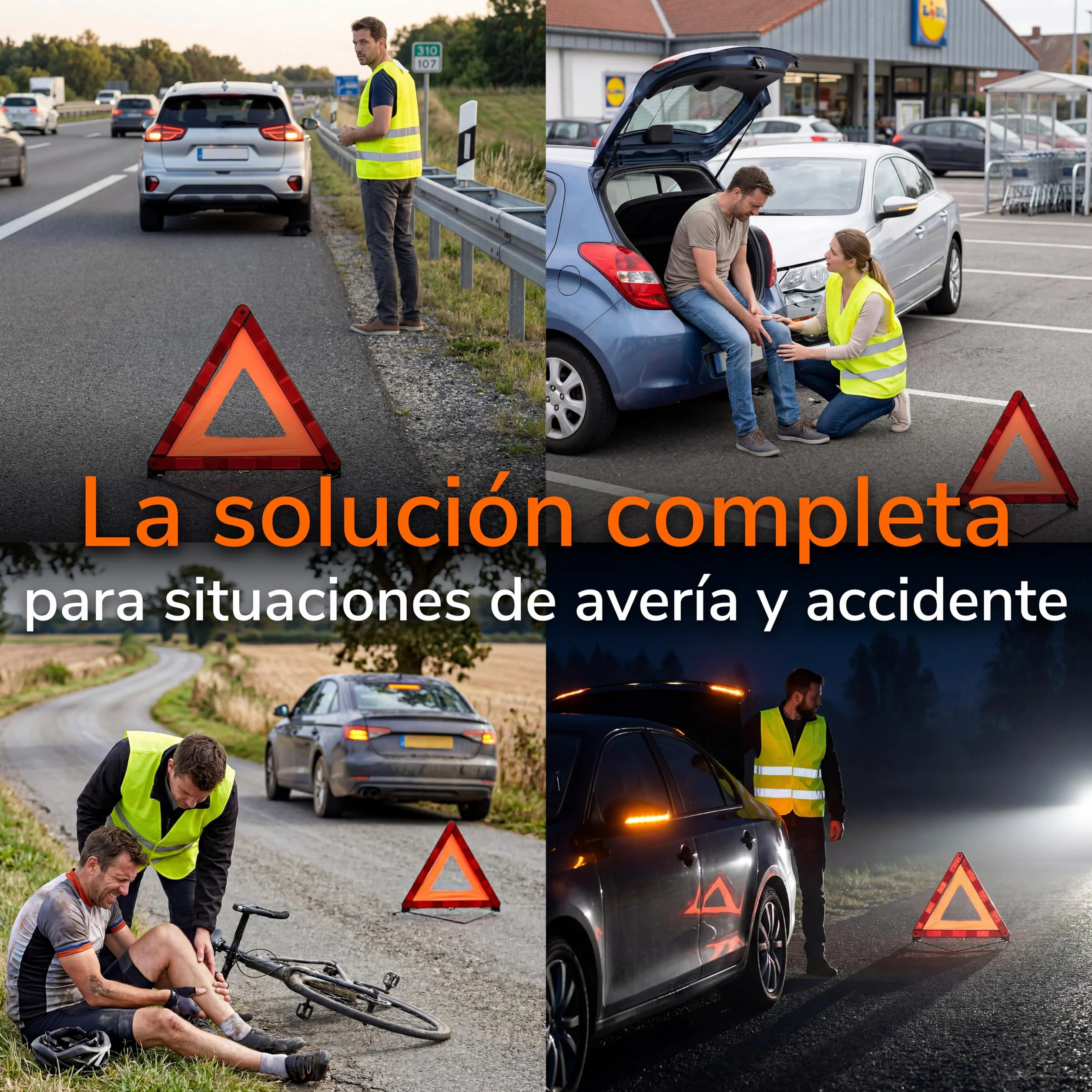 Upgrade4cars Botiquín de Primeros Auxilios Coche 2026 Triángulo Emergencia Chaleco Reflectante DIN 13164