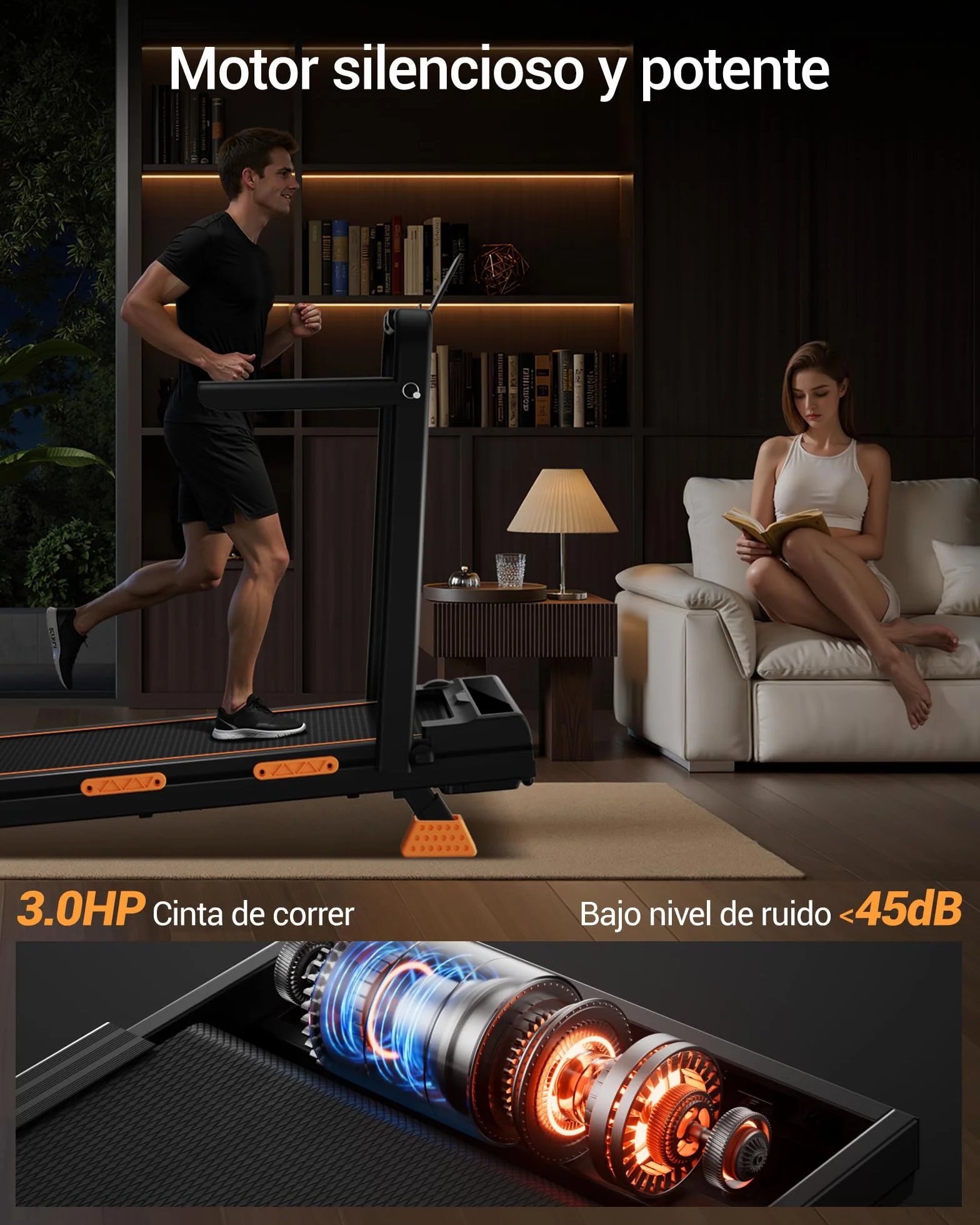 LONTEK 3.0HP Cinta de Andar Plegable 16%, 10KM/H Walking Pad 159 KG | Caminadora Para Casa, LED y Mando, 6 in 1 Cinta de Correr Inclinada con Asas， Ultrasilenciosa, Ideal Para Oficina
