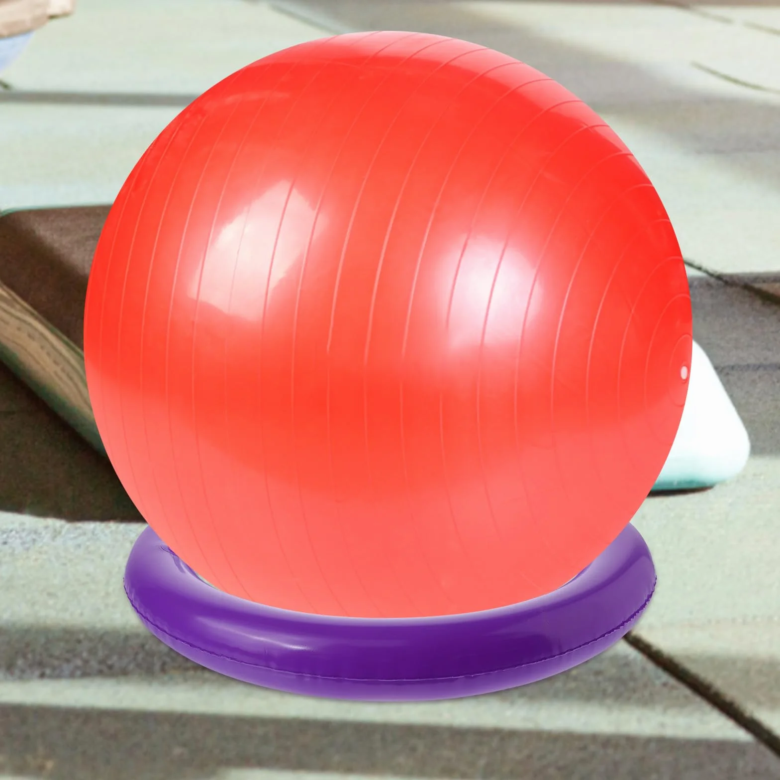 MAGICLULU Soporte Balón de Pilates Diseño de Anillo Fijador para Pelota de Yoga de PVC Púrpura, Base Redonda Estable y Fácil de Limpiar para Ejercicio y Entrenamiento