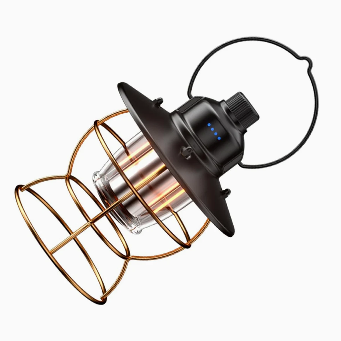Linterna de Camping Recargable USB Vintage Batería de Litio Integrada, Brillo Ajustable y Cuerpo de Aleación de Aluminio para Uso en Tienda al Aire Libre