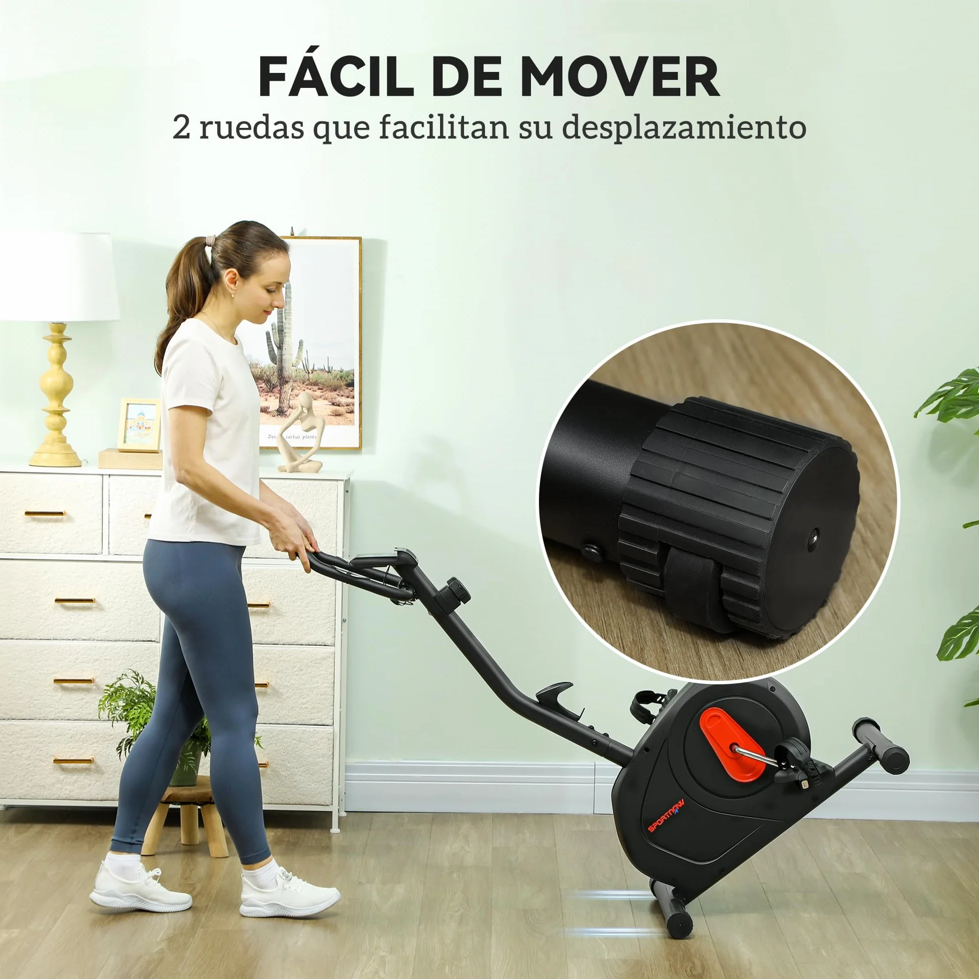 SPORTNOW Bicicleta Estática en Casa con Resistencia Magnética Ajustable Bici Estática Silenciosa con Volante Sensor de Frecuencia Asiento Regulable Pantalla LCD y Soporte de Teléfono Carga 100 kg