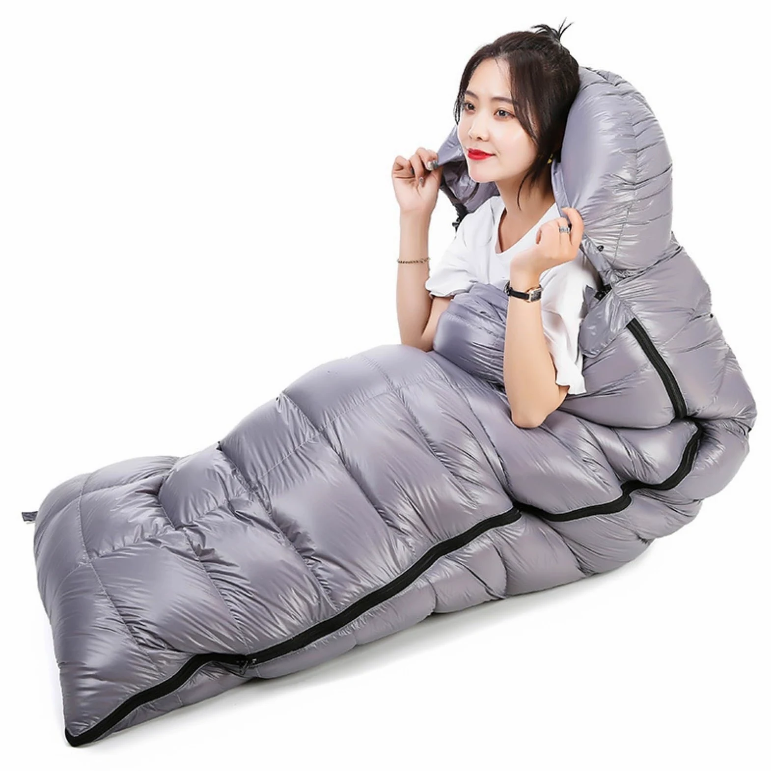 saco de dormir Saco de dormir de plumas for todas las estaciones, adecuado for acampar al aire libre, impermeable, resistente al viento y cálido, con bolsa de almacenamiento bolsa de dormir camping (