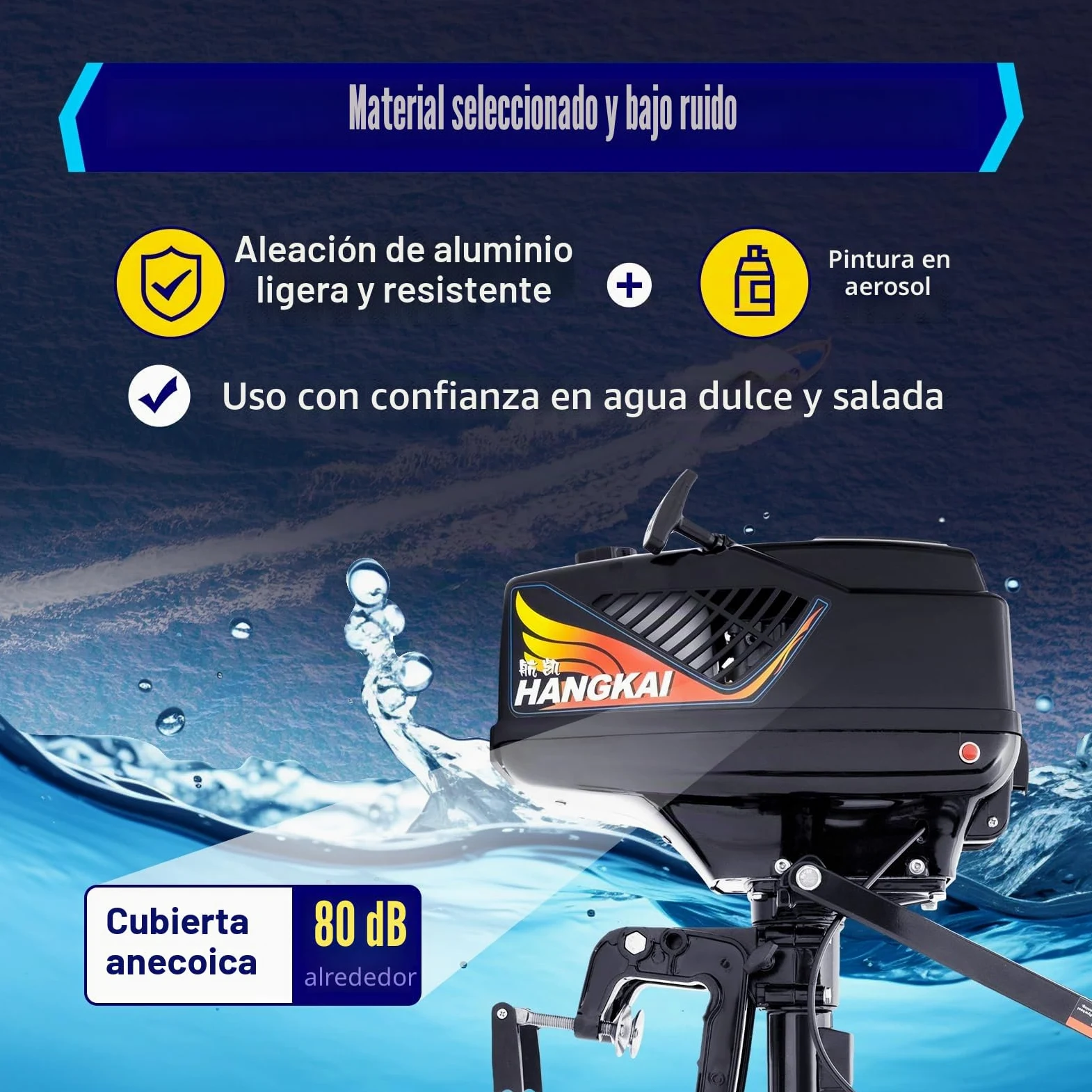 Motor fueraborda de 2 tiempos, 3,6 CV, motor de gasolina para botes inflables, barcos de pesca, yates, canoas, kayaks con una altura trasera máxima de 42 cm