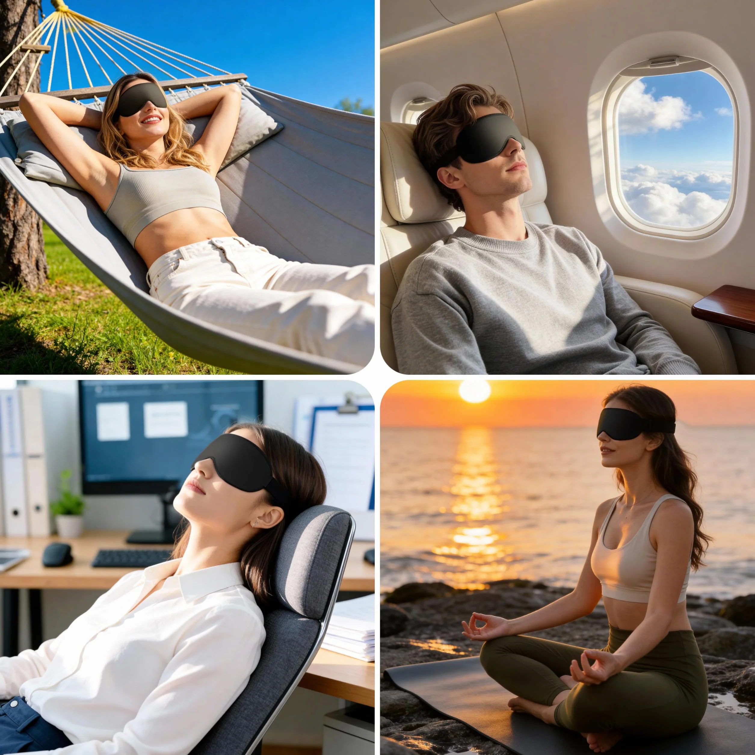 Gritin Antifaz para Dormir 3D Máscara Ultrasuave Ajustable Ergonómico Sin Presión Ocular