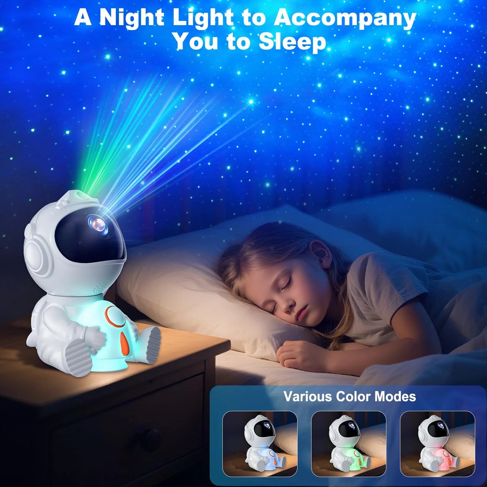 Proyector estrellas techo LED astronauta mando a distancia 8 modos nebulosa 5 modos luminosidad velocidad luz nocturna cohete