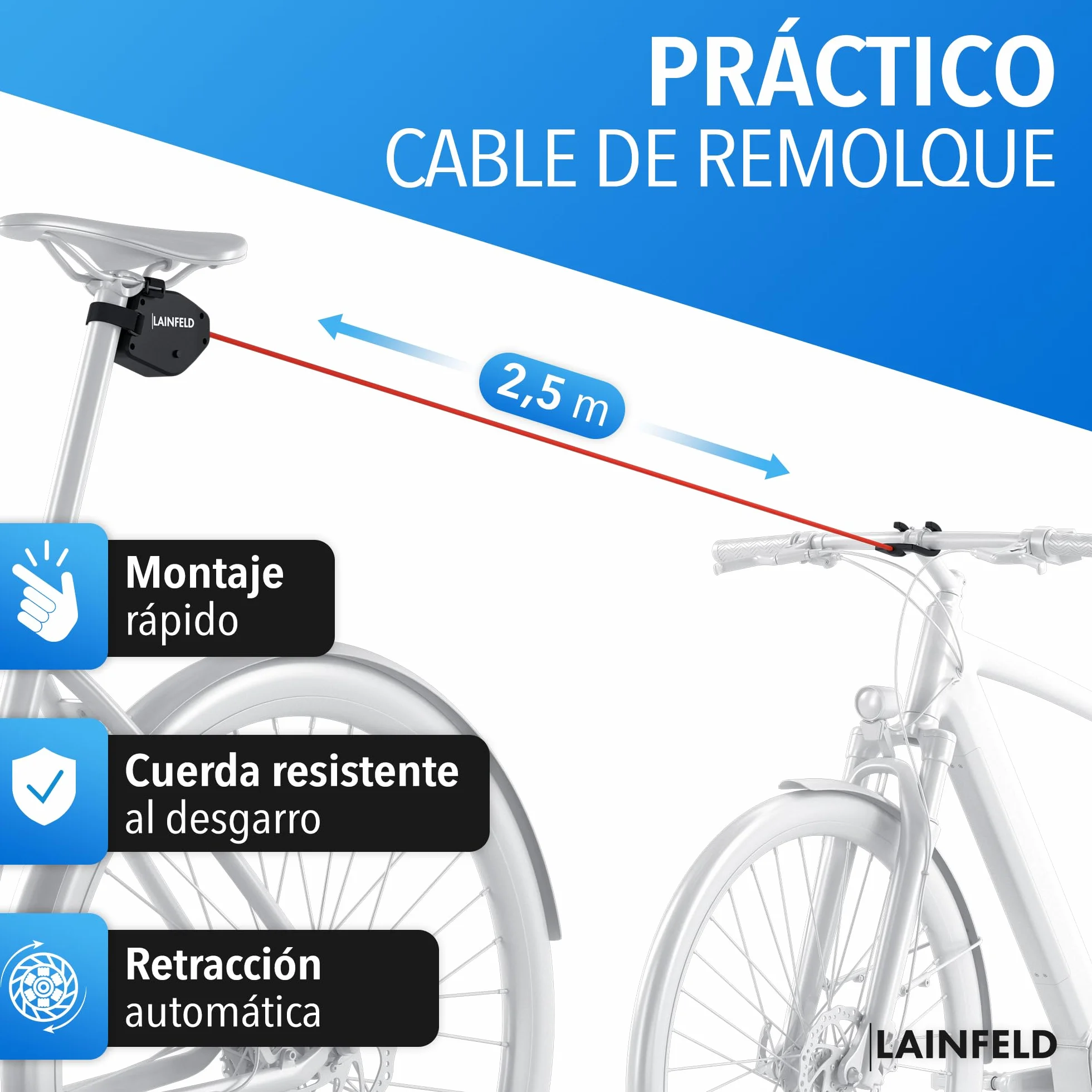 LAINFELD Cable de Remolque para Bicicleta