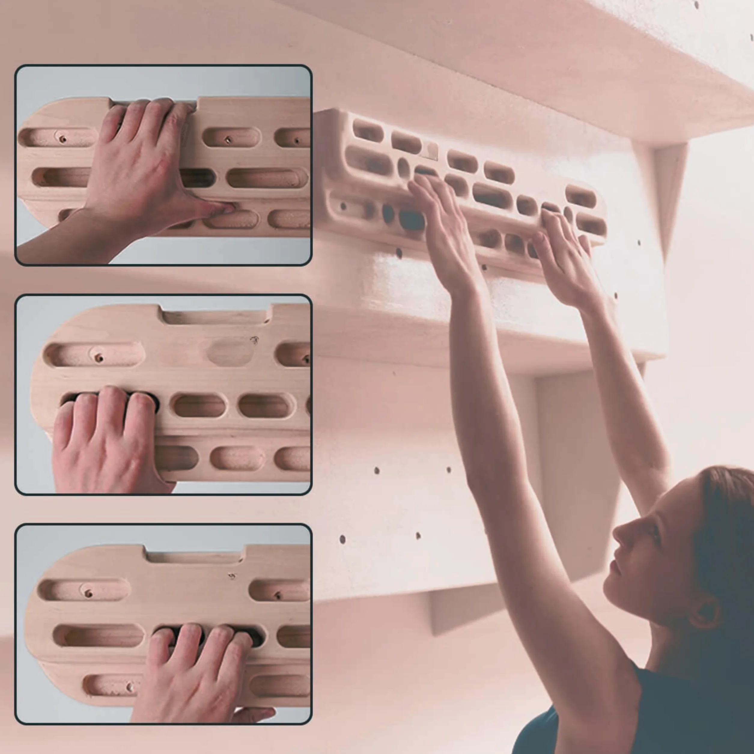 Hangboard Tabla Entrenamiento Escalada Multipresa Escalada Hangboard Escalada — Tabla de Madera Extragrande 60 cm, Resistente 150 kg, con Presas Variadas para Fuerza y Técnica en Casa o Gimnasio