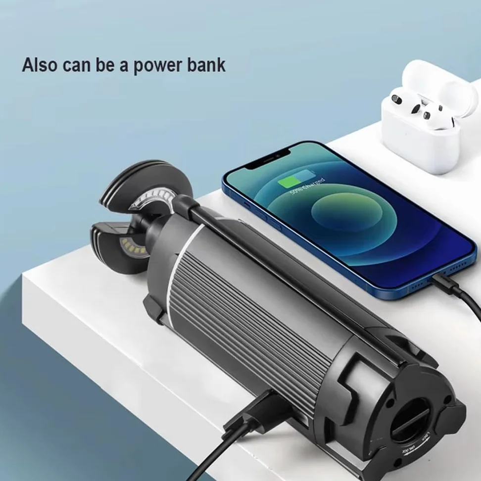 Linterna de camping LED telescópica, luz de camping portátil recargable USB, 3 modos de iluminación linterna LED fuerte al aire libre, luz de trabajo LED 10800 mah con soporte, para acampar al aire li