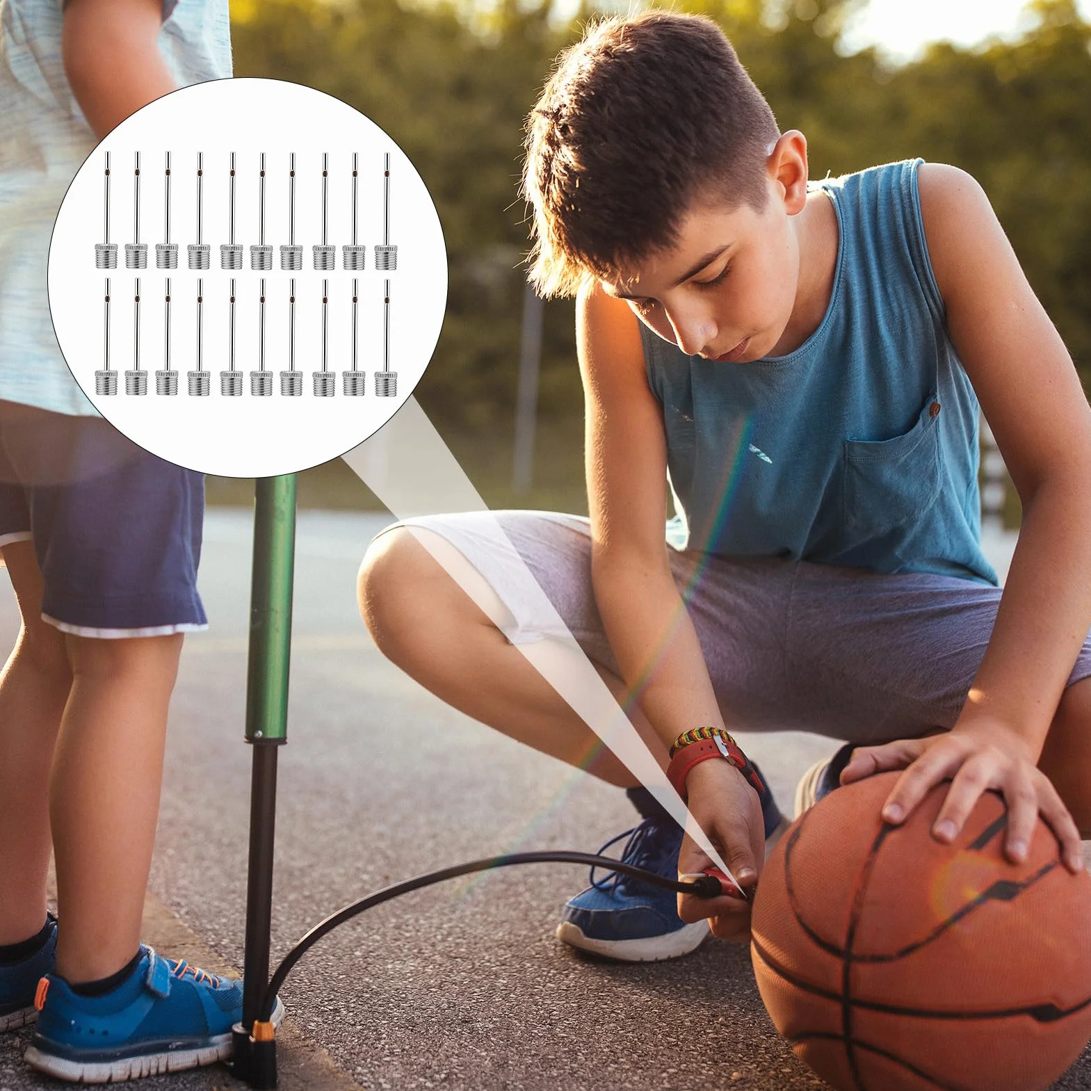 20 agujas de bomba de bola de acero inoxidable, agujas universales compatibles con bomba de fútbol, bomba de baloncesto para pelotas deportivas como fútbol, baloncesto, voleibol
