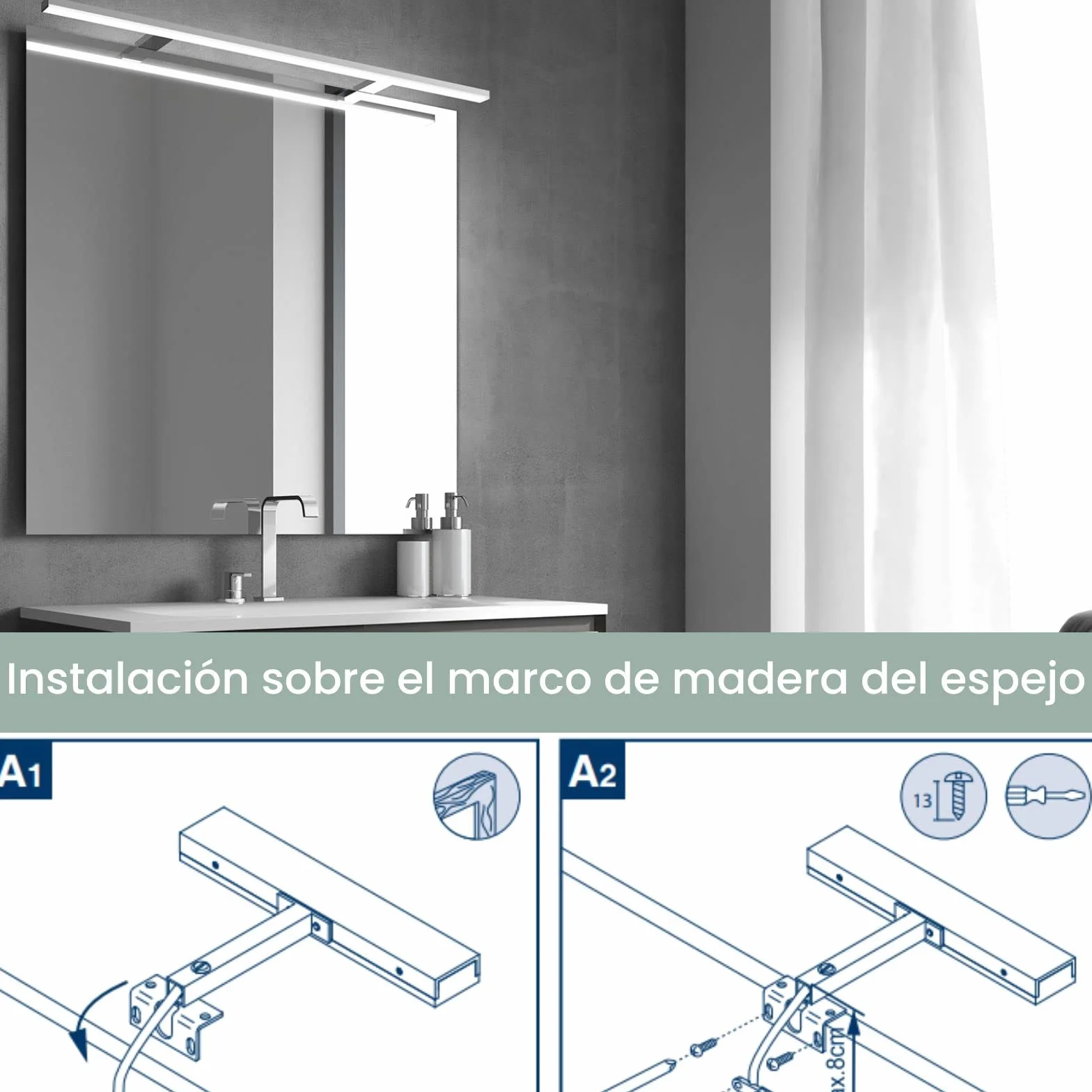 Aplique Espejo Baño 15 cm Luz LED Pegasus Blanca Fría 5700K IP44