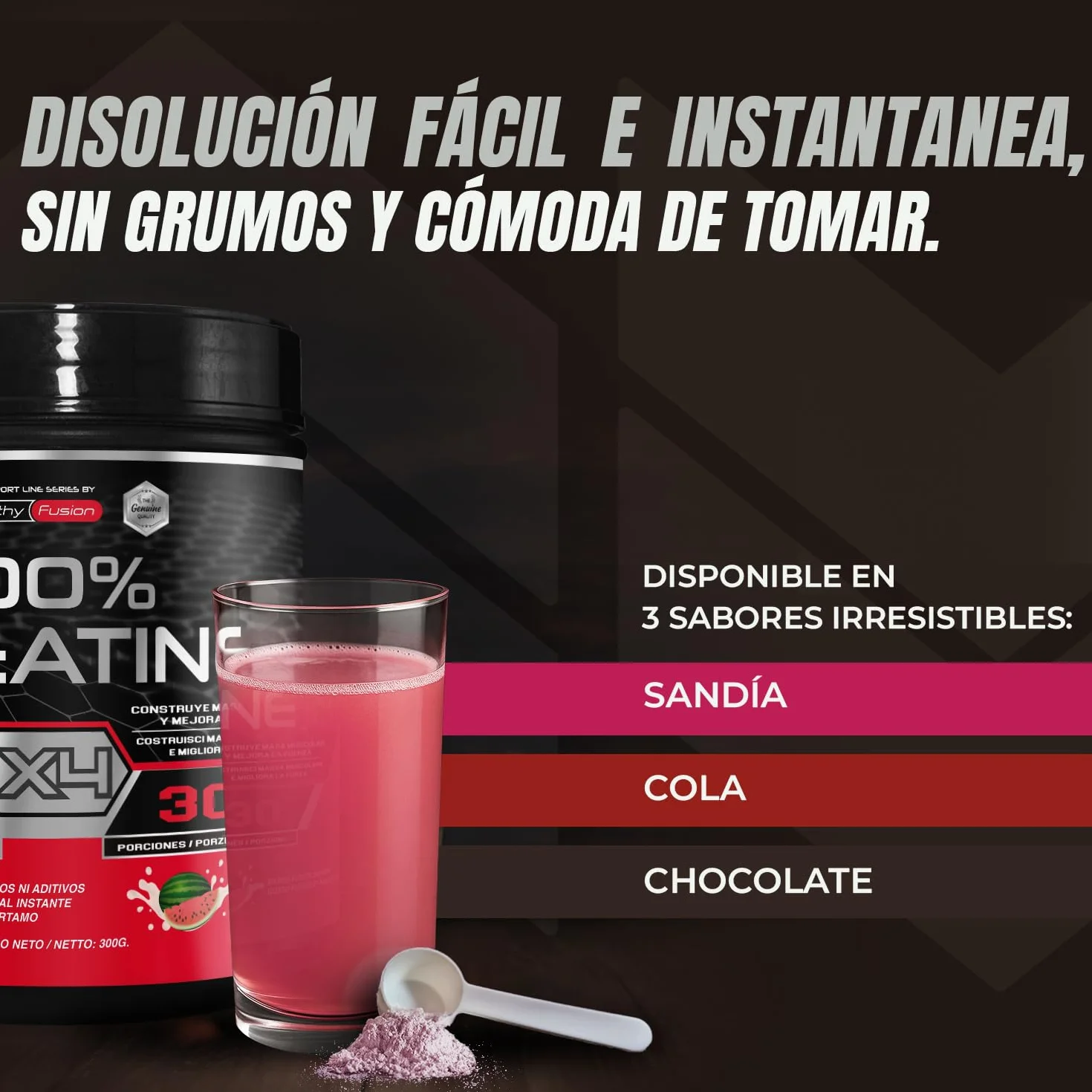 Healthy Fusion Creatina Monohidrato 300g Sabor Sandía