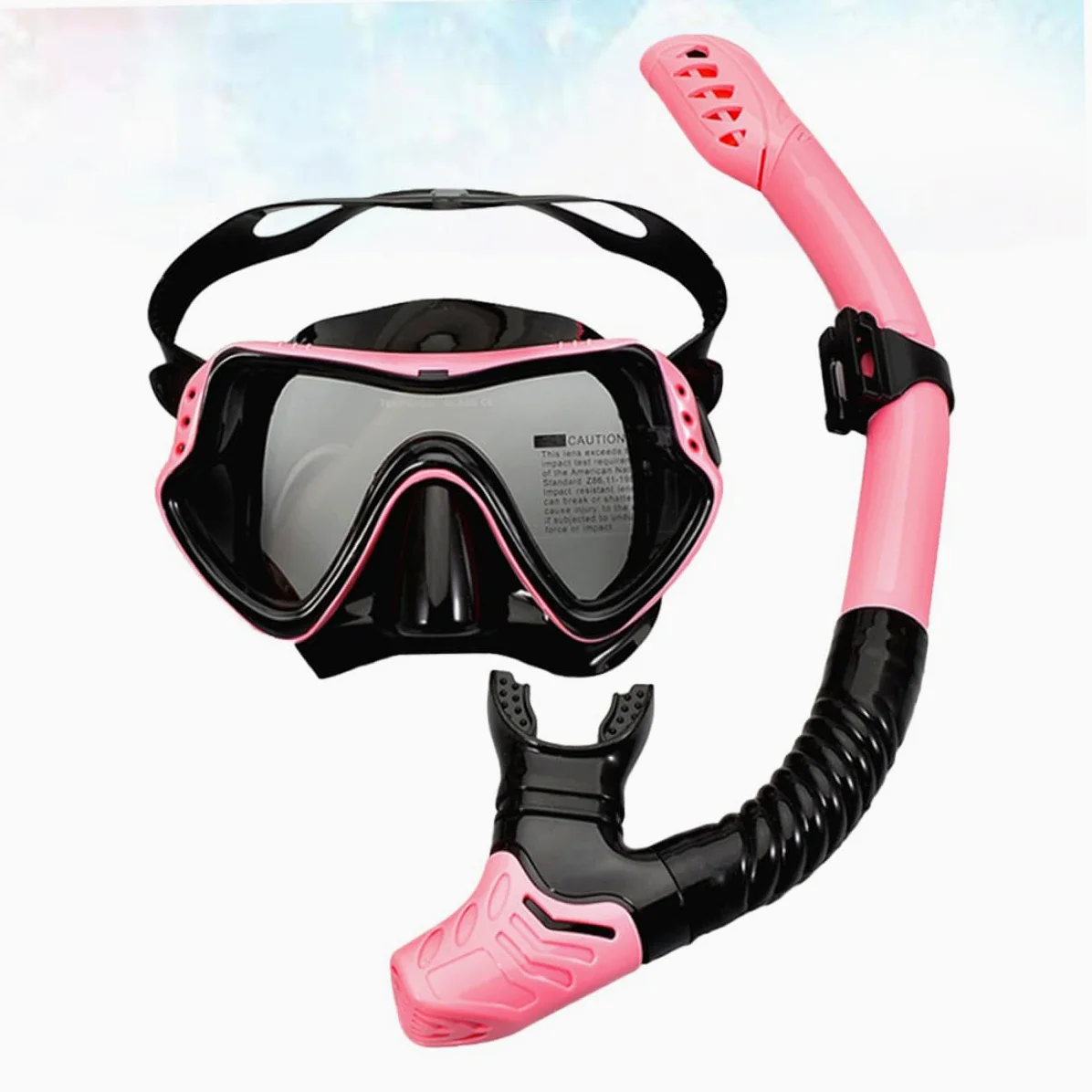 Hohopeti Gafas de Natación y Snorkel Rosa de Máscara con Tubo Diseño de Ventana Única y Correa Elástica para Buceo Seguro y Visión Clara