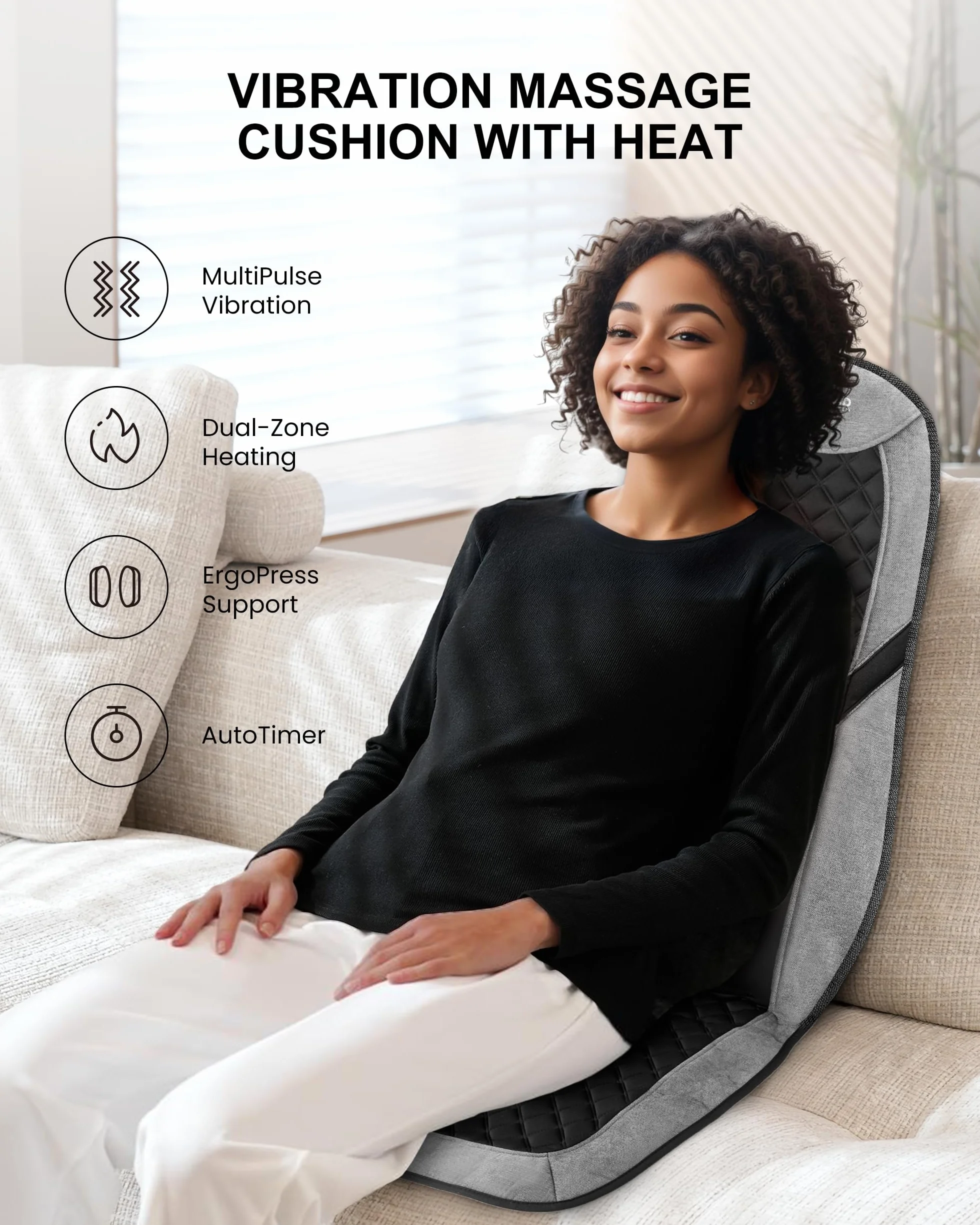 COMFIER Masajeador Cervical y Espalda con Calor, 5 Modos de Vibración, 3 Intensidades