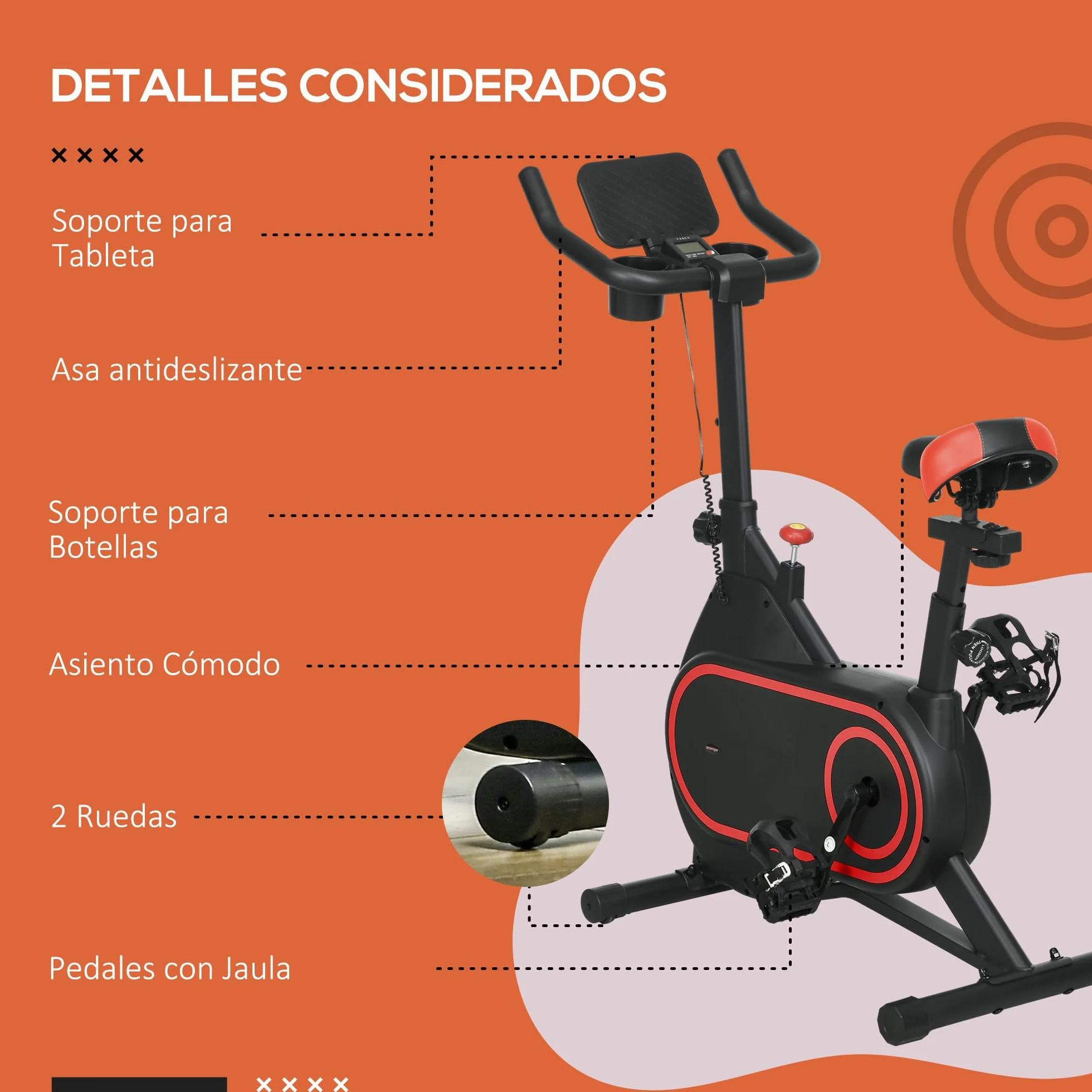 SPORTNOW Bicicleta Estática Bici Estática con Volante de Inercia 4 kg Resistencia Magnética Ajustable Pantalla LCD Silencioso Asiento Ajustable y Soporte de Vasos Carga 120 kg para Casa Gimnasio