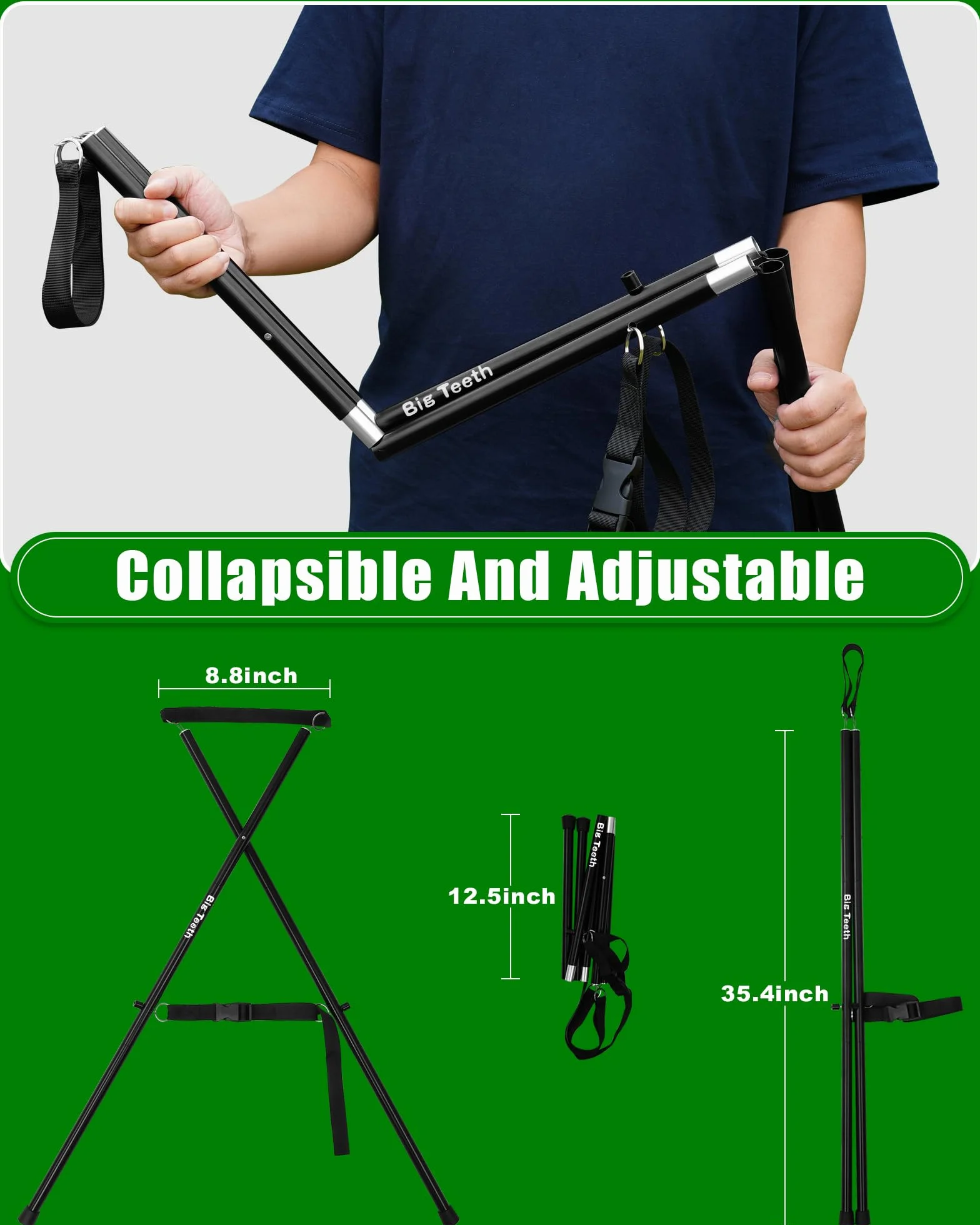 Soporte para bolsa de golf para carrito, plegable, ligero, negro