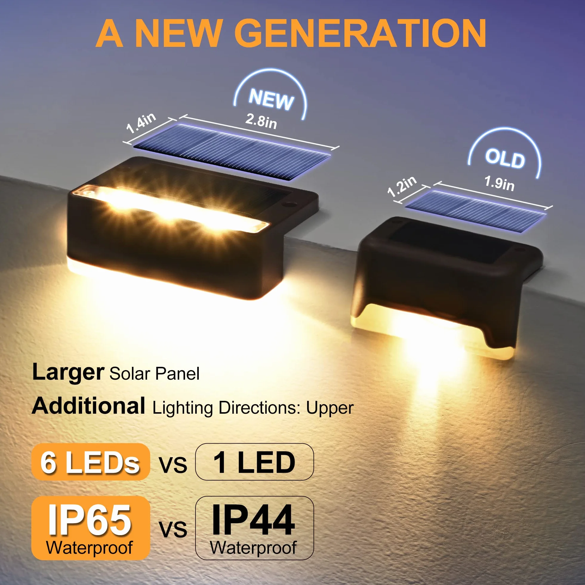 Solpex Luces Solares para Exterior LED 8 Piezas Luz Blanca Cálida Impermeable Escaleras Valla Patio Marrón