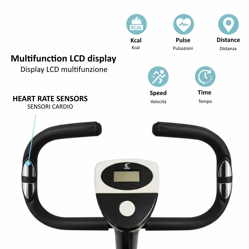 Bicicleta estática de cámara para adelgazar y tonificar glúteos y piernas, resistencia ajustable sensores cardiovasculares pantalla LCD sillín ajustable entrenamiento fitness