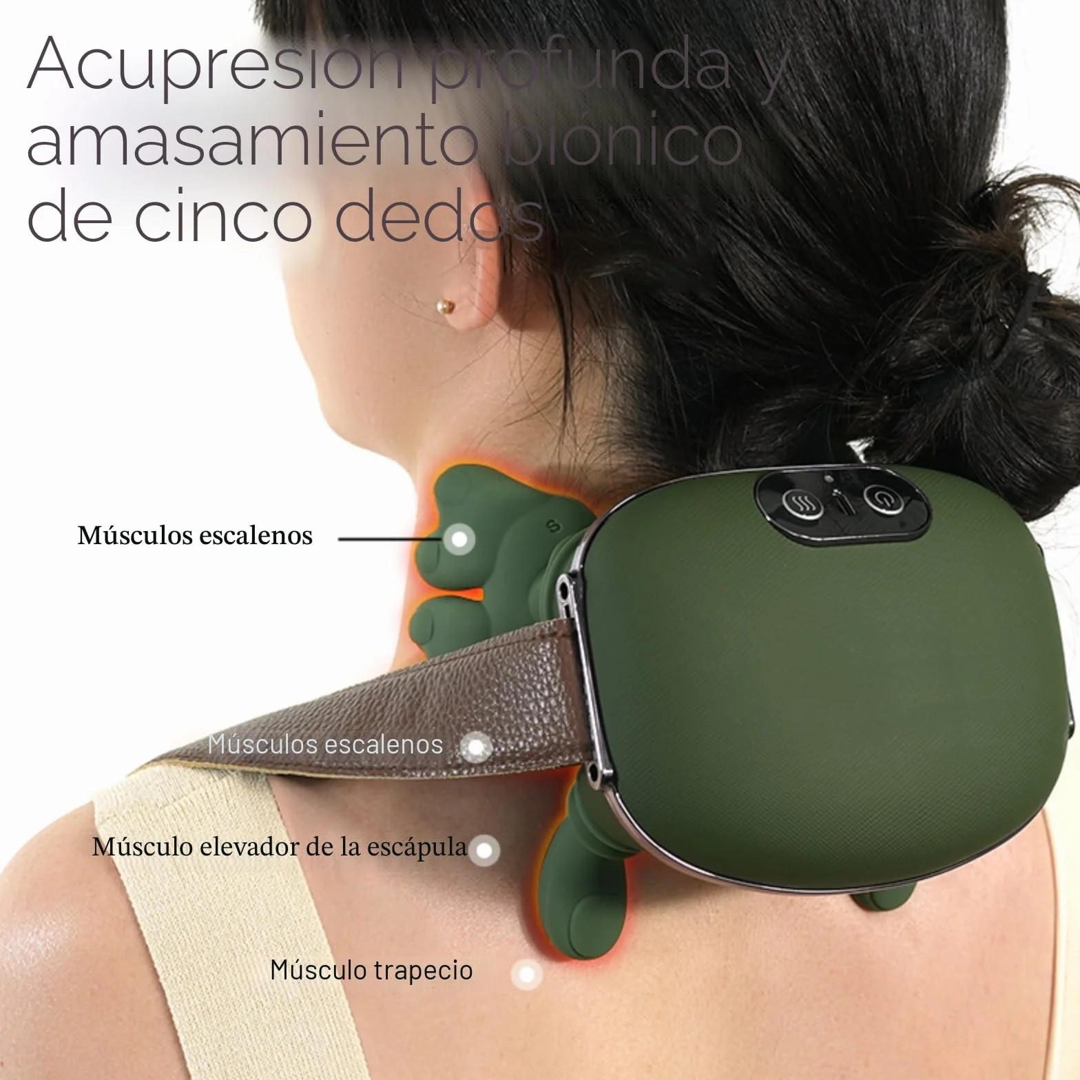 Masajeador Cervical y Espalda con Calor Shiatsu Portátil para Cuello y Hombros