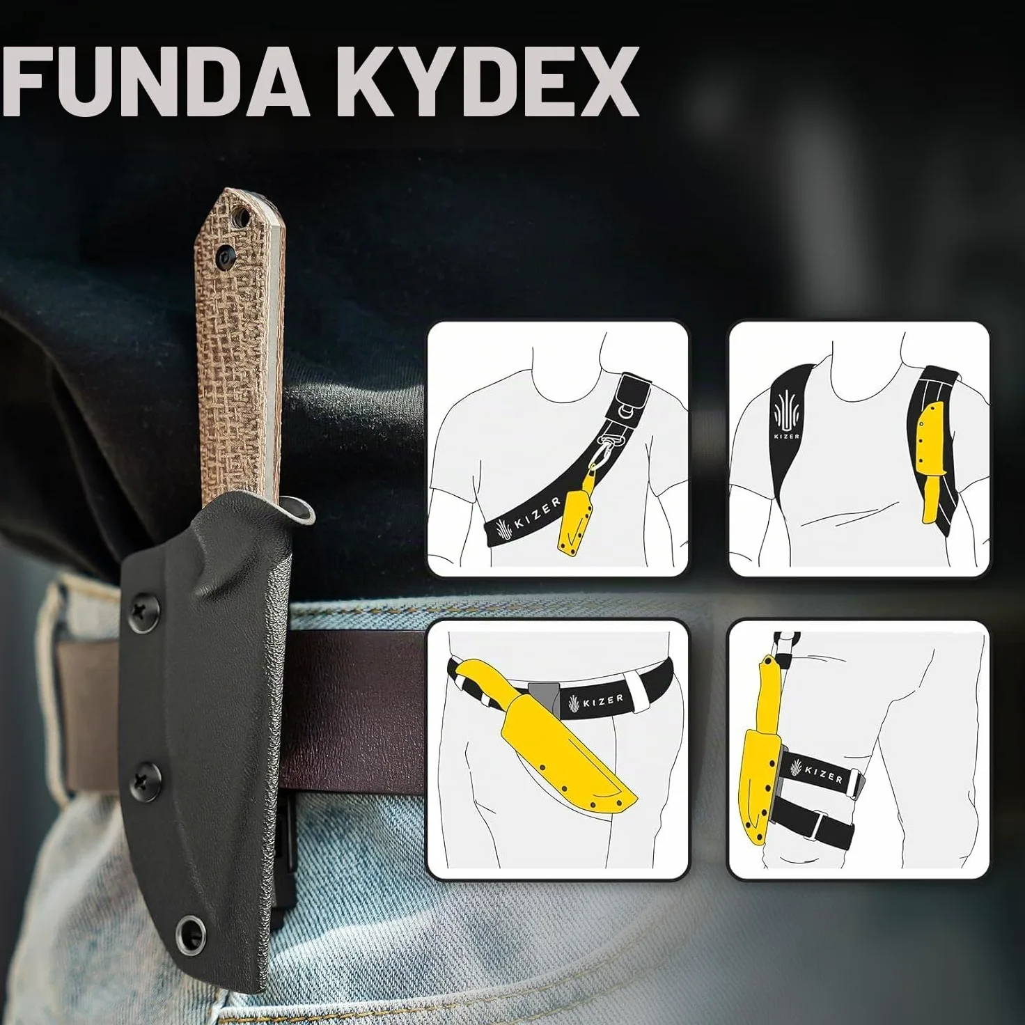 Kizer 1040SM1 Mini Harpoon Cuchillo, Hoja 3V 8.5 cm, Micarta - EDC Profesional Supervivencia Camping con Funda