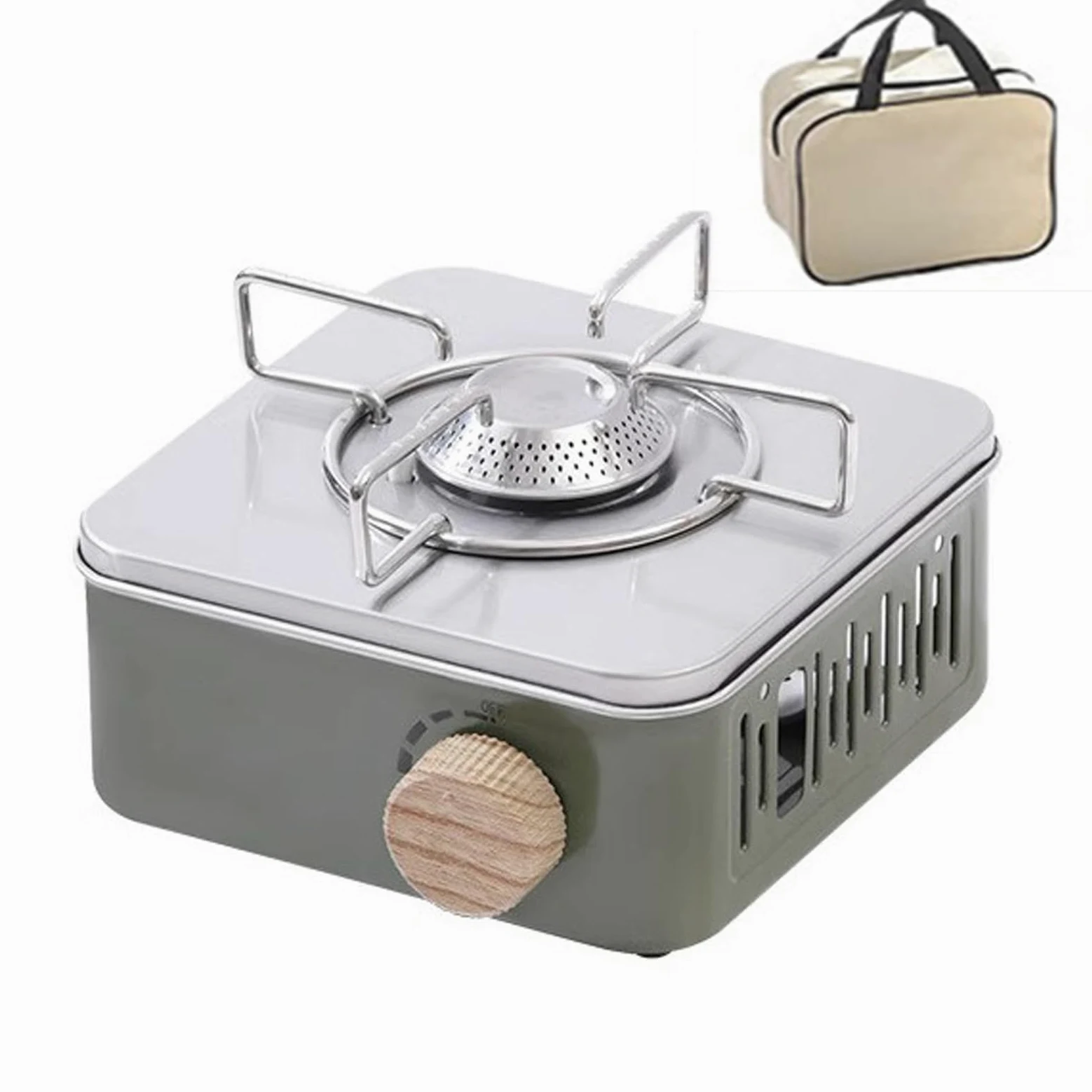 Estufa portátil de gas butano, cocina de camping con bolsa de transporte para cocinar al aire libre, picnics, emergencias, uso en interiores, estufa de camping fácil de usar