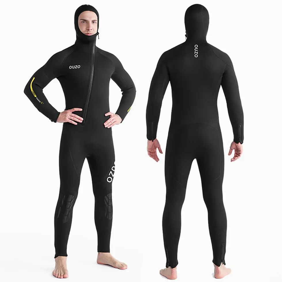 Traje De Neopreno De 5Mm para Mujeres Y Hombres, con Cremallera Frontal, Capucha Integrada, Ideal para Pesca Submarina, Snorkel, Surf, Piragüismo Y Buce