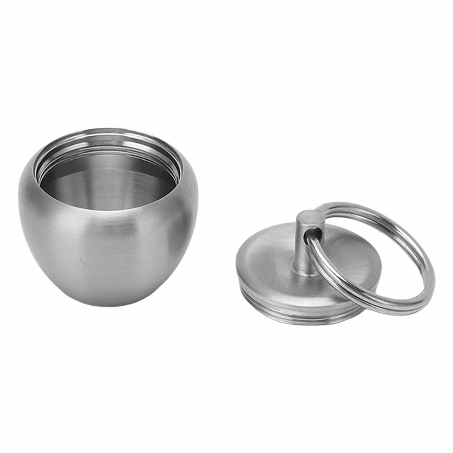 Pastillero Llavero de Acero Inoxidable, Mini Cápsula Impermeable para Viajes y Camping