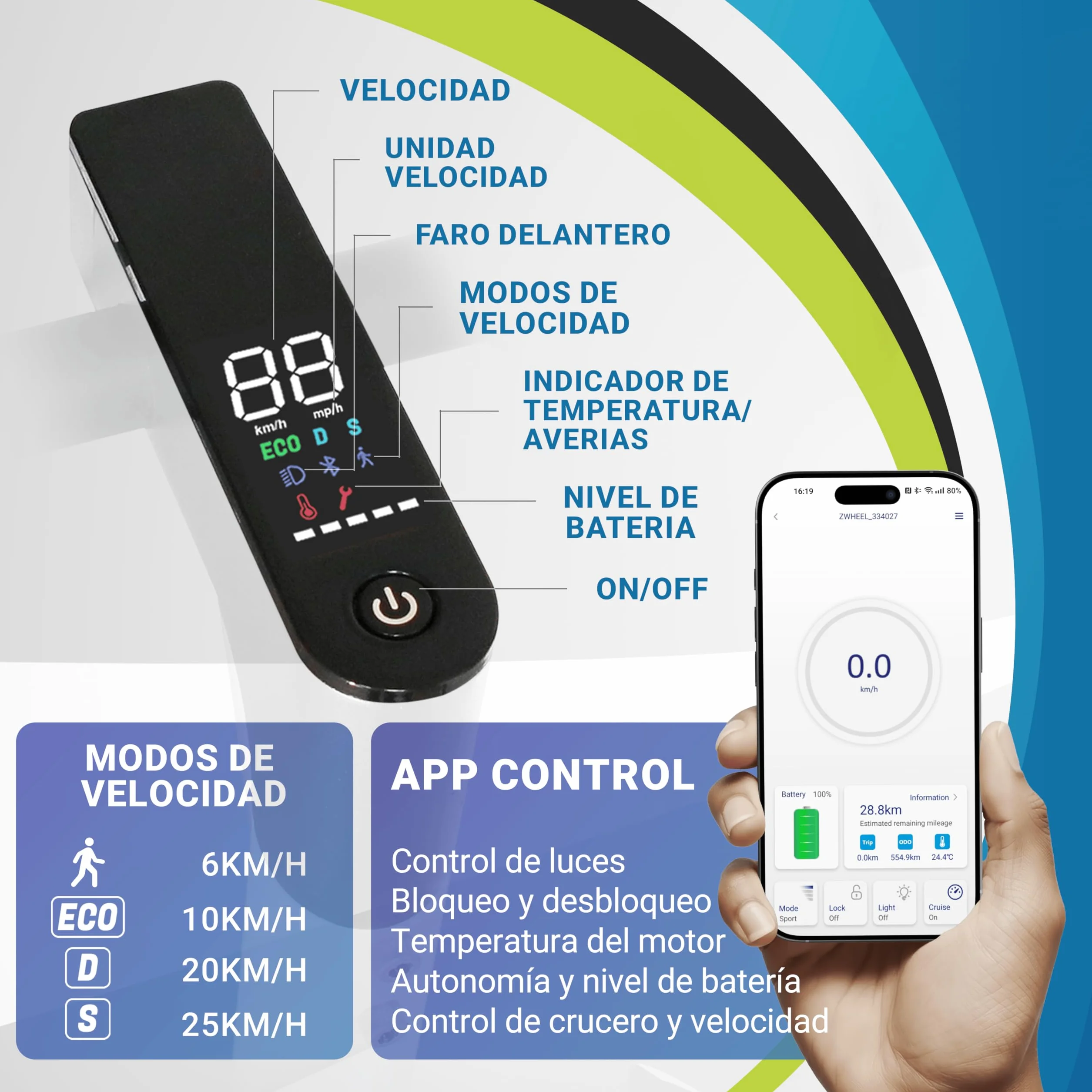 MASCOOTER S1 Patinete Eléctrico Adultos Homologado DGT 300W-600W MAX 20km Autonomía App Móvil