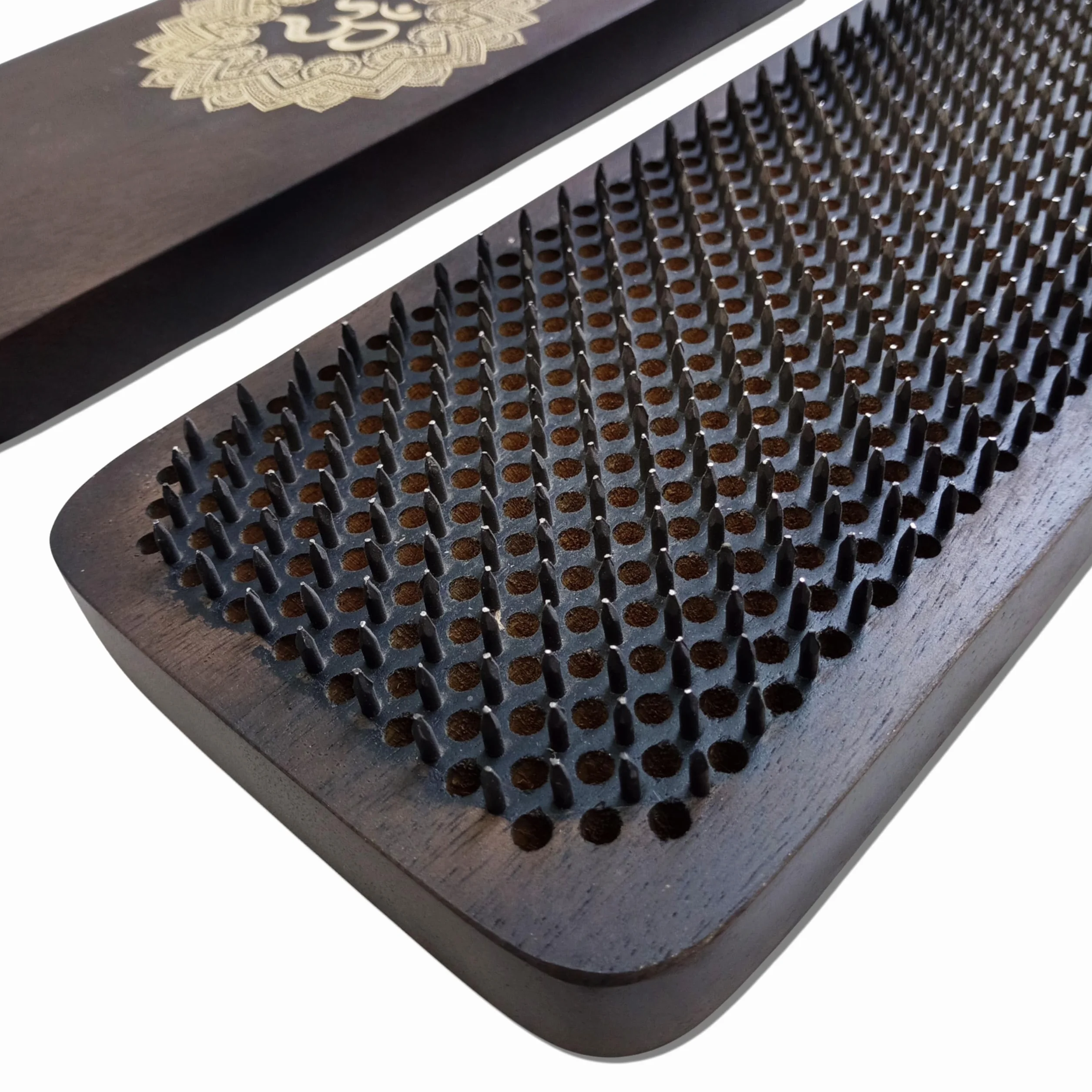 Sadhu Board Tabla de uñas de madera de mango oscuro 100% hecha a mano 4 tamaños 8 mm 10 mm 12 mm 15 mm práctica de yoga