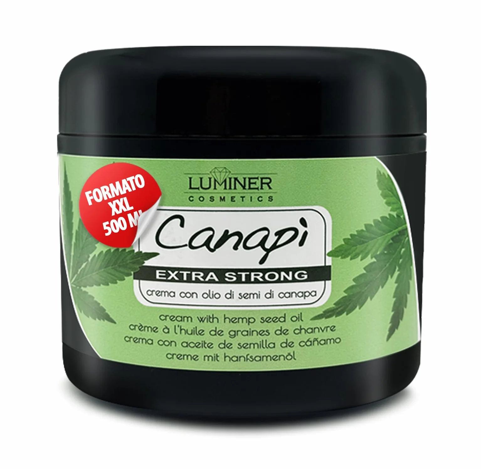 Luminer Crema de aceite de semillas de Cáñamo 500 ml Gel de masaje con árnica y harpagofito