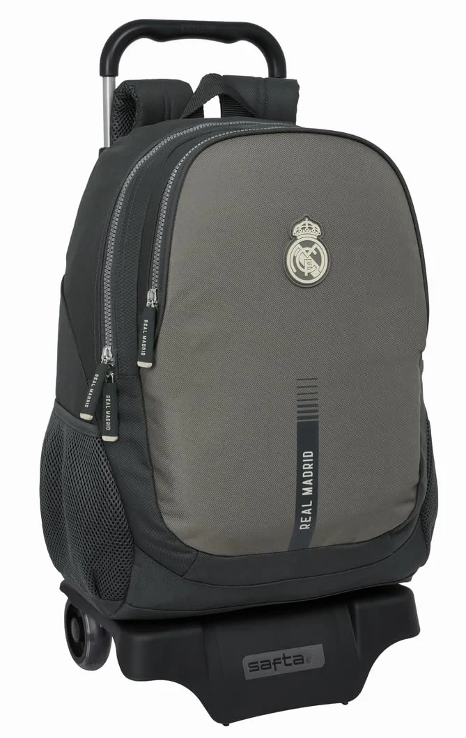 Safta REAL MADRID 3ª EQUIPACIÓN 24/25 - Mochila Escolar con Carro, Ideal para Niños de Diferentes Edades, Cómoda y Versátil, Calidad y Resistencia, 33x15x43 cm