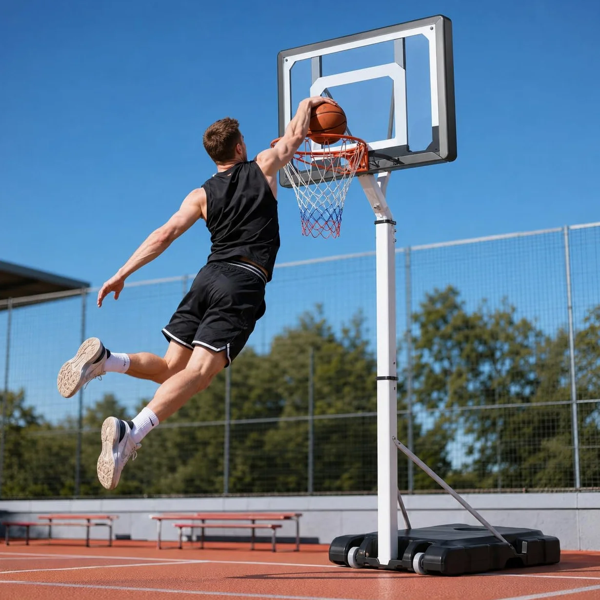 Canasta de Baloncesto Exterior Ajustable Portátil para Niños y Familias
