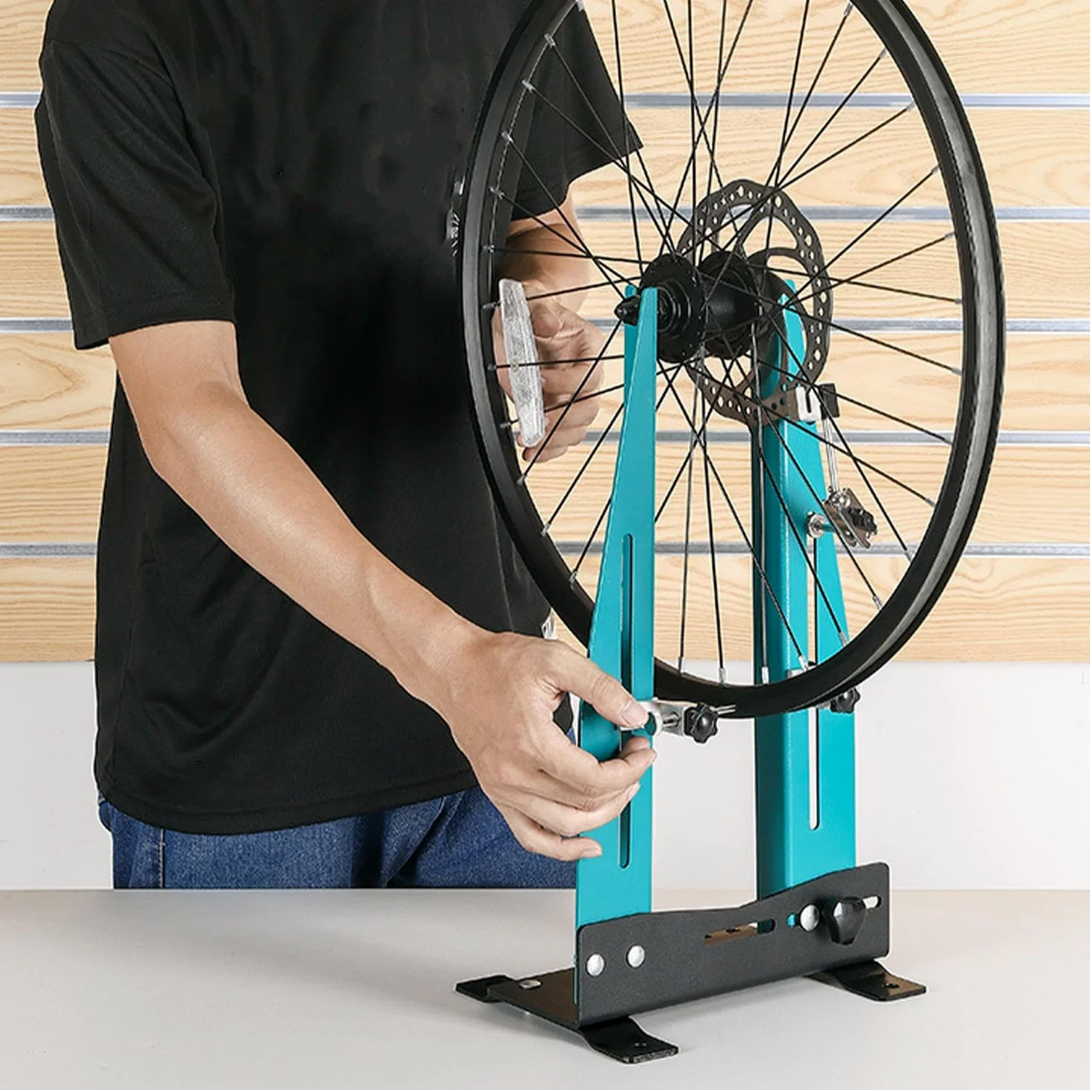 Herramienta de reparación de Bicicletas – Soporte Ajustable con Taller | base estable para ruedas de alineación | Accesorio para ciclismo con radios prácticos, dispositivo preciso para el mantenimie