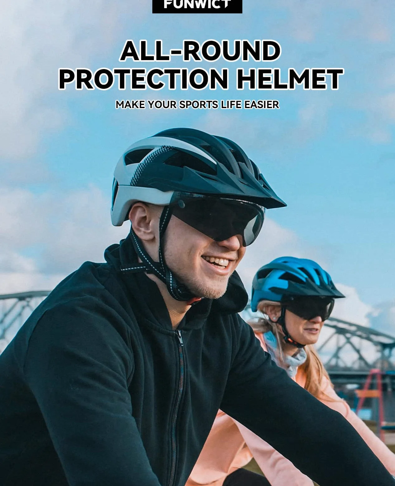Casco Bicicleta para Ciclismo de Montaña Casco MTB Adulto con Visera y Gafas Desmontables Casco Ciclismo para Hombre Mujer de Tamaño 57-62cm