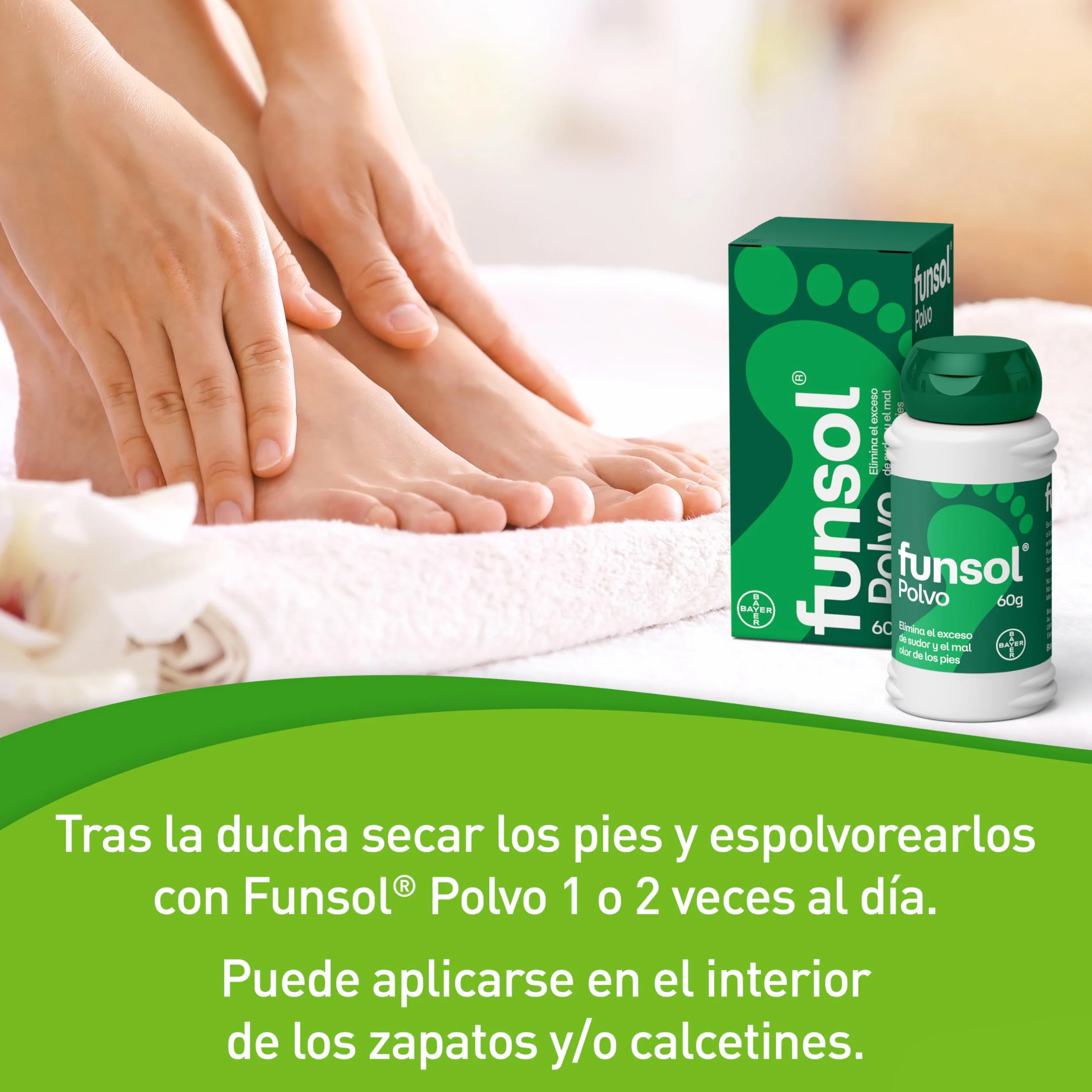 Funsol Desodorante para Pies en Polvo 60 g Reduce Sudor Excesivo Elimina Mal Olor