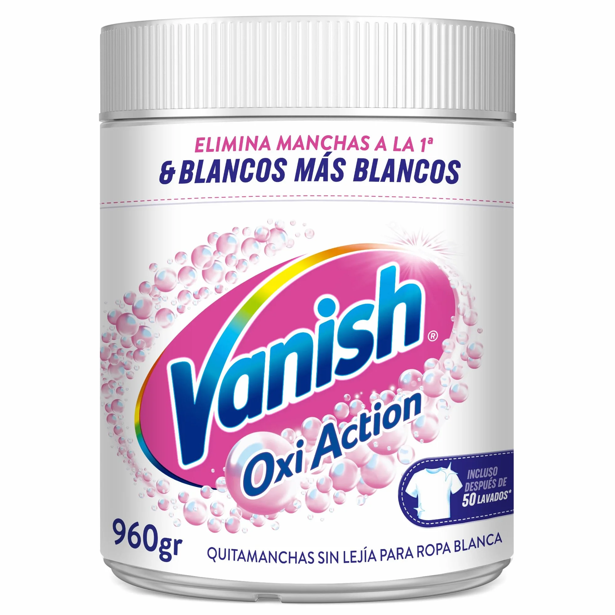 Vanish Oxi Action Quitamanchas Blanqueador en Polvo Ropa Blanca Sin Lejía 960gr