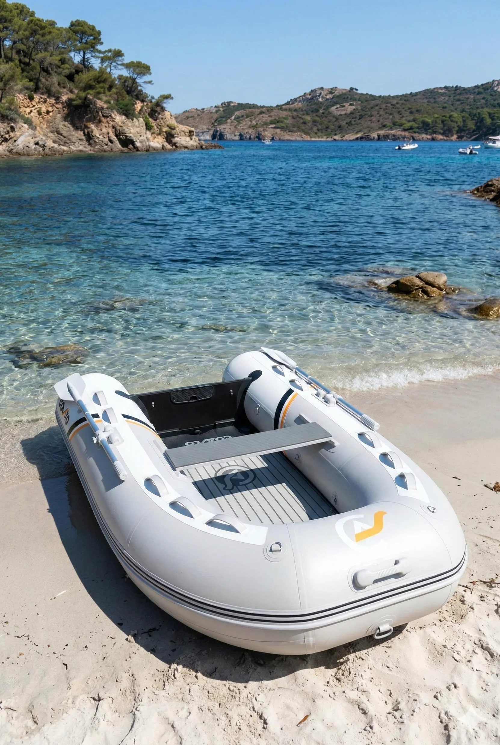 Coasto – Anexo Inflable Premium 248 – BT-CDS248P – Suelo Dropstitch/Alta Presión – 3+1 plazas, 248 x 154 cm – Extrema Estabilidad – Pack de 2 Palas, Bomba y Bolsa de Transporte – Gris